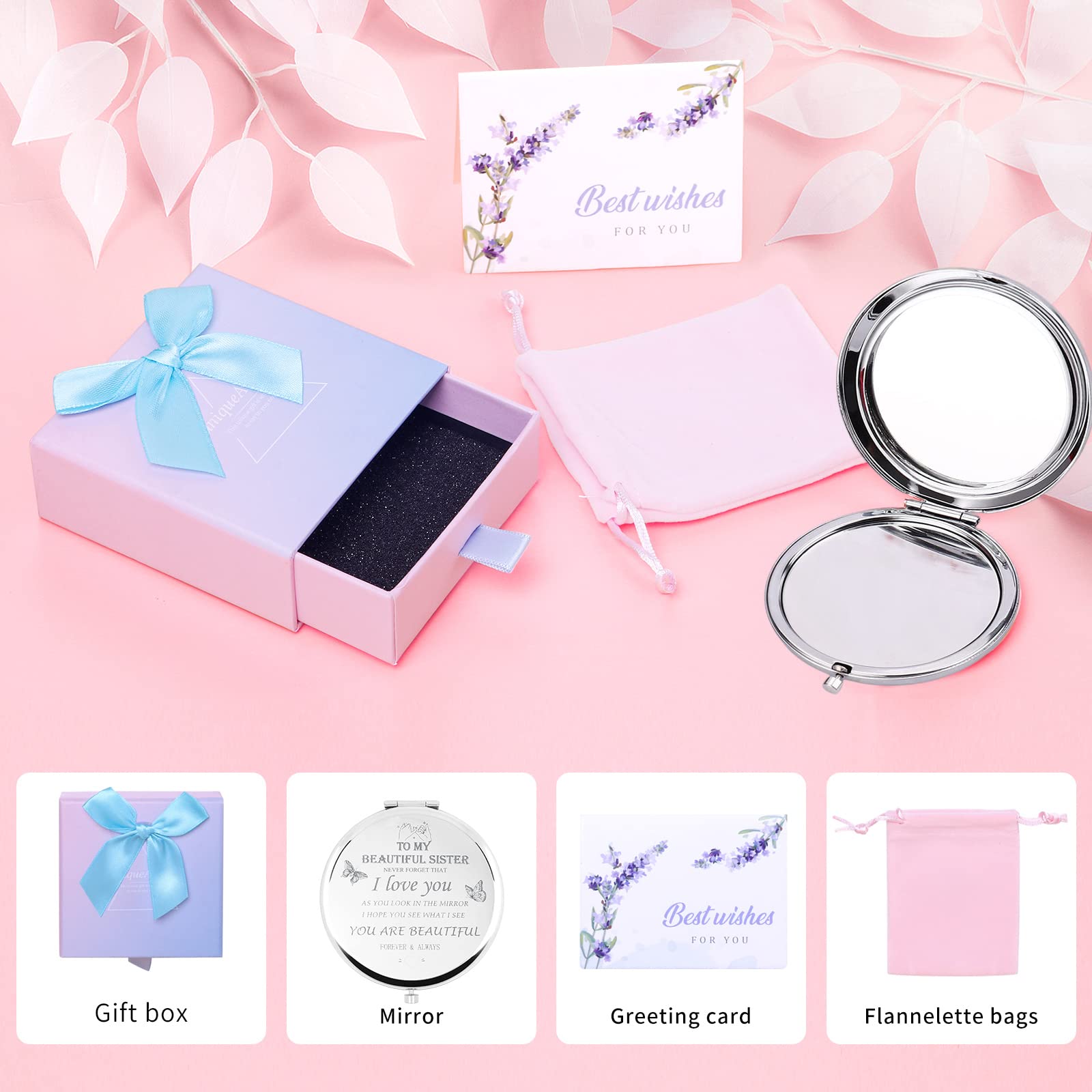 **Personalized Inspirational Quote Mirror - Best Sister & Friend Gift for Birthday, Valentine's Day, Graduation, Thanksgiving or Christmas - Elegant Silver Engraved Mirror for Home Decor & Daily Motivation**