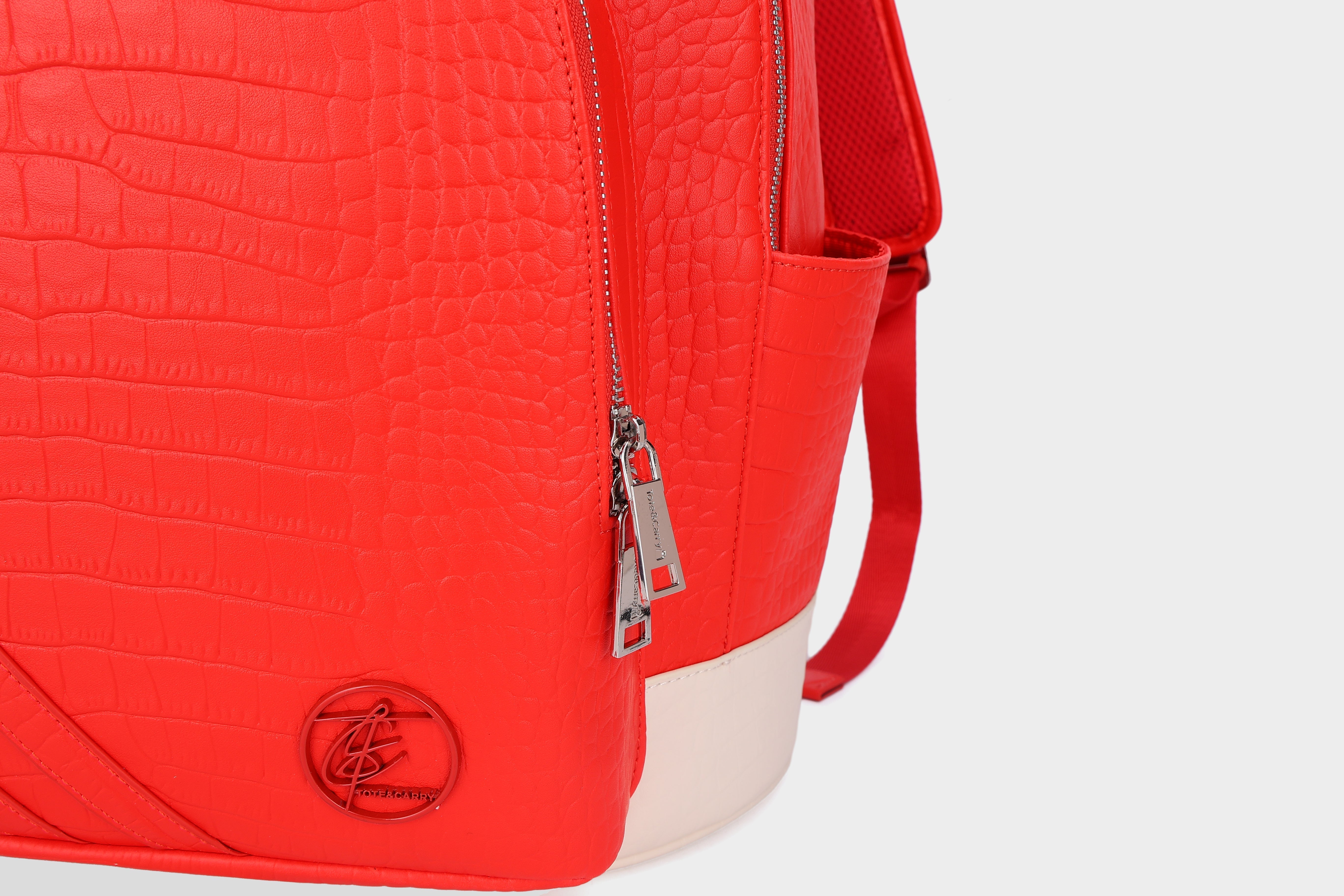 Premium Red Leather Backpack for Men & Women - Durable Travel Laptop Bag with USB Charging Port - Perfect for Work, School & Outdoor Adventures