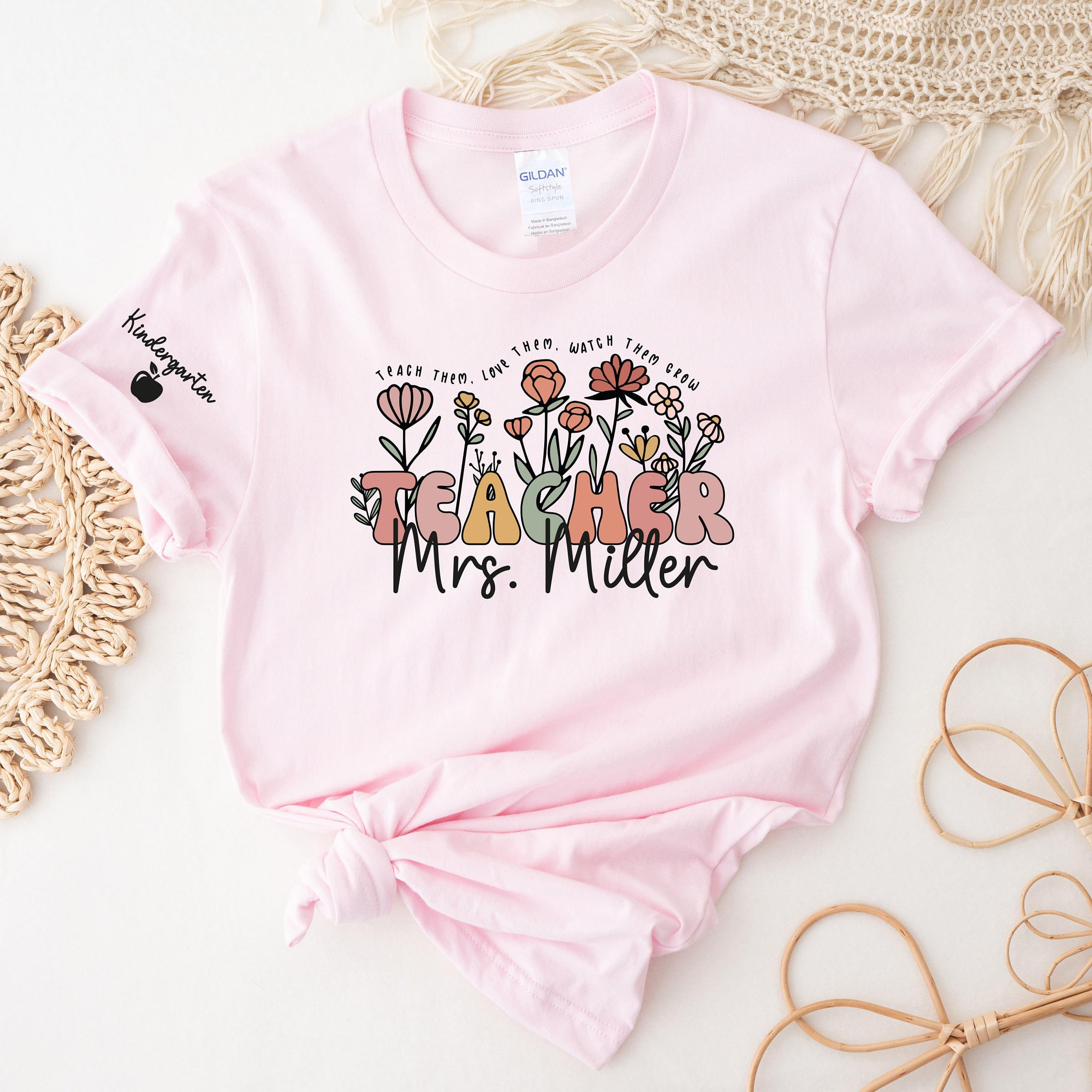 Custom Teacher T-Shirt - Personalized Gift for Back to School & End of Year - 2nd 3rd Grade Kindergarten