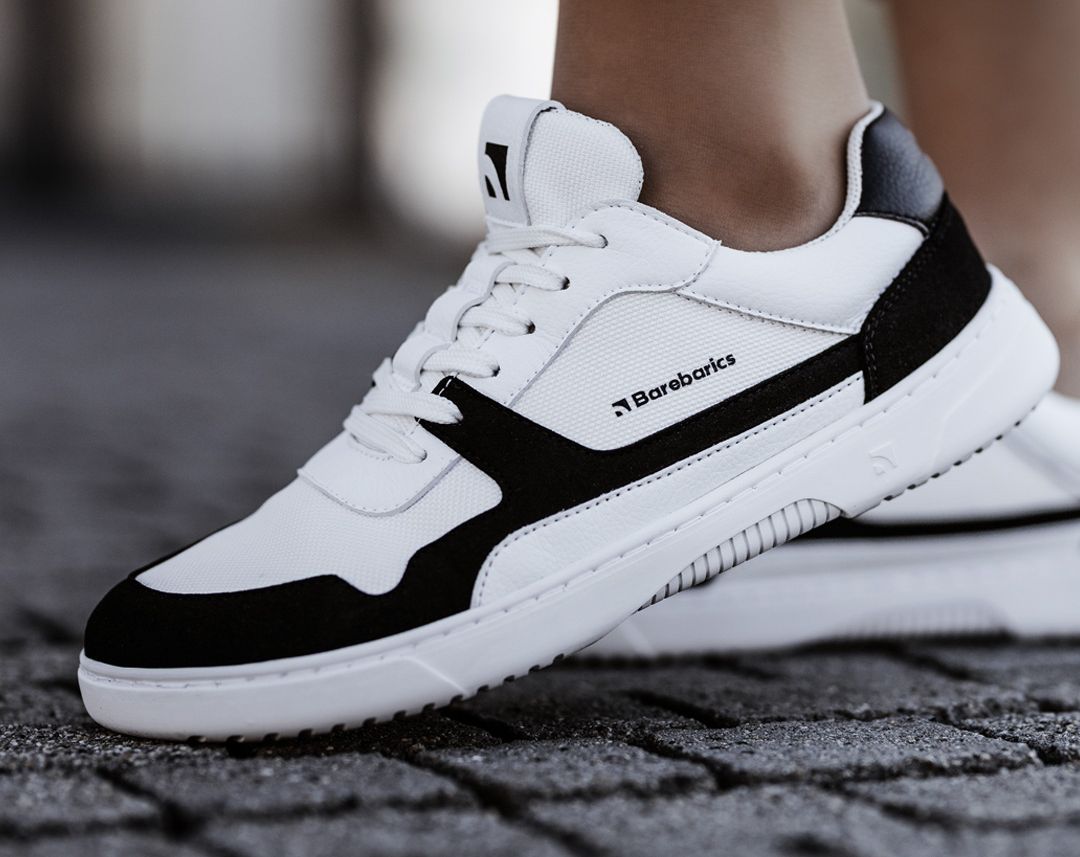 Barefoot Sneakers Barebarics Zing - White & Black Minimalist Shoes for Men & Women | Lightweight & Flexible for Running, Walking & Gym Workouts
