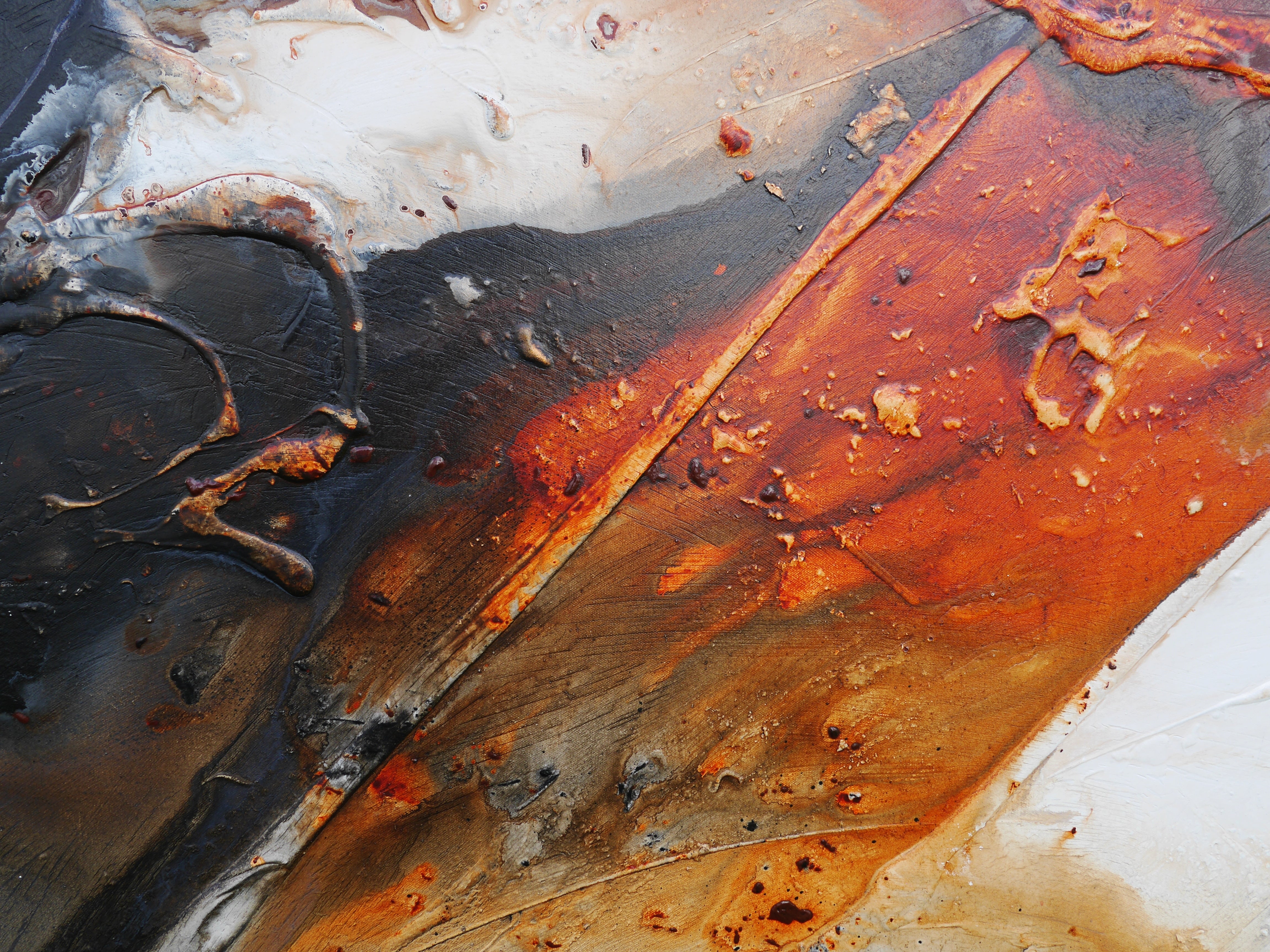 Large Rust Textured Abstract Painting - 250cm x 150cm Organic Oxide Canvas Art for Modern Living Room & Office Wall Decor