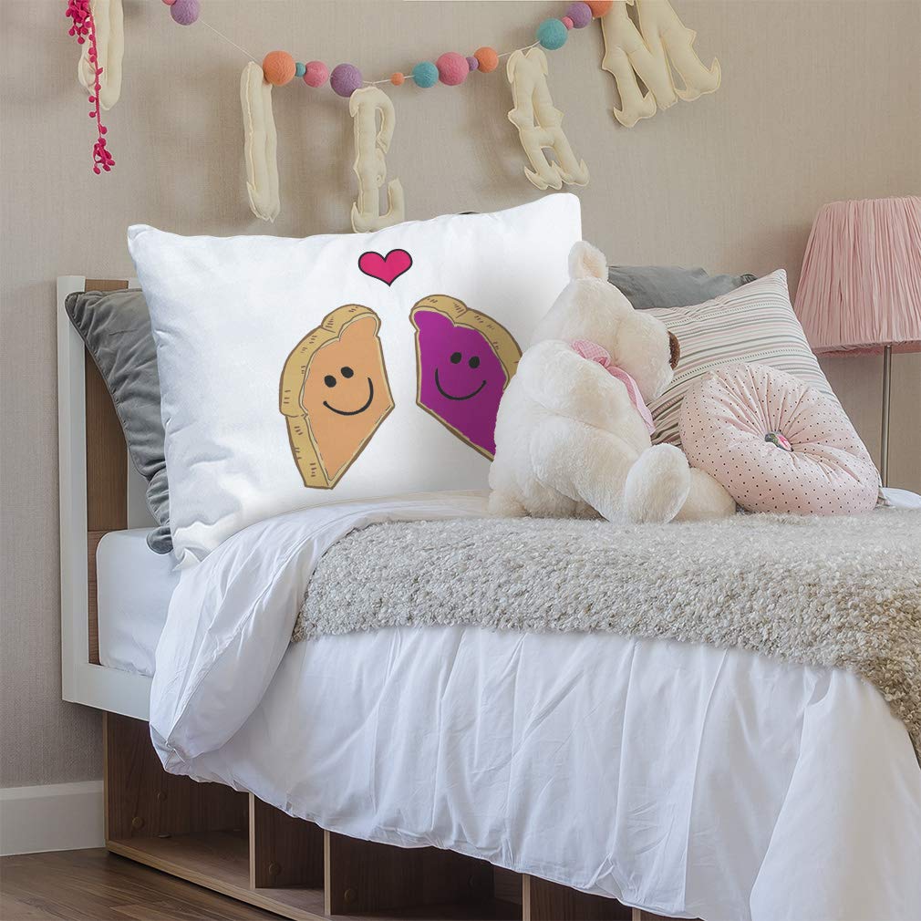 Peanut Butter and Jelly Toast in Love Pillow Case - 30x20 Inch Polyester Decorative Pillow Cover for Bedroom, Living Room & Dorm Decor - Cute Food-Themed Home Accessories for Couples & Kids