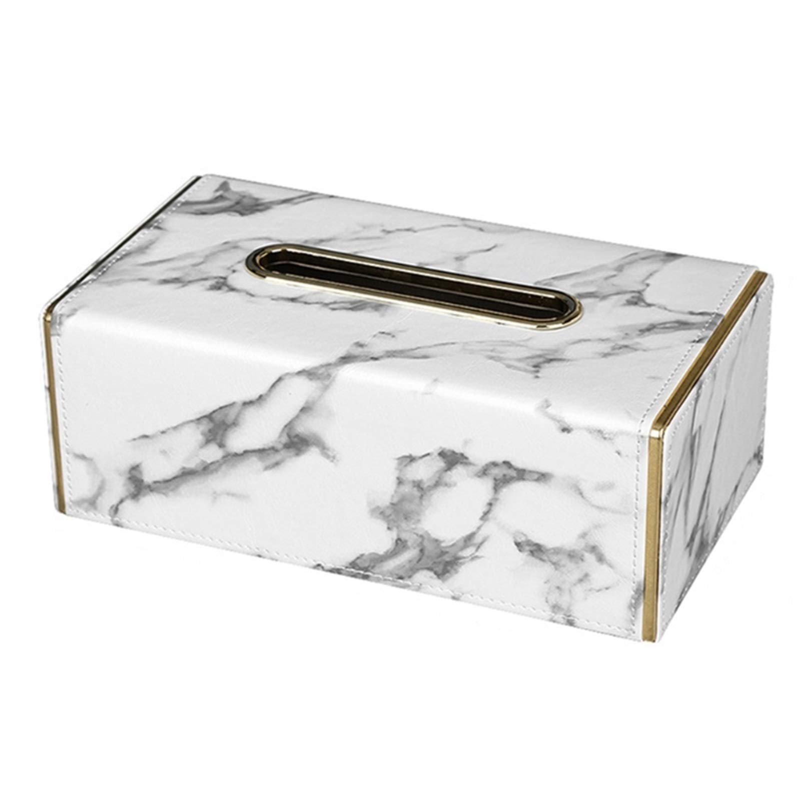 Elegant Marble Pattern Leather Tissue Box Holder - Rectangular Desktop Paper Towel & Napkin Organizer for Home & Office Decoration | Perfect for Living Room, Bedroom, and Workspace