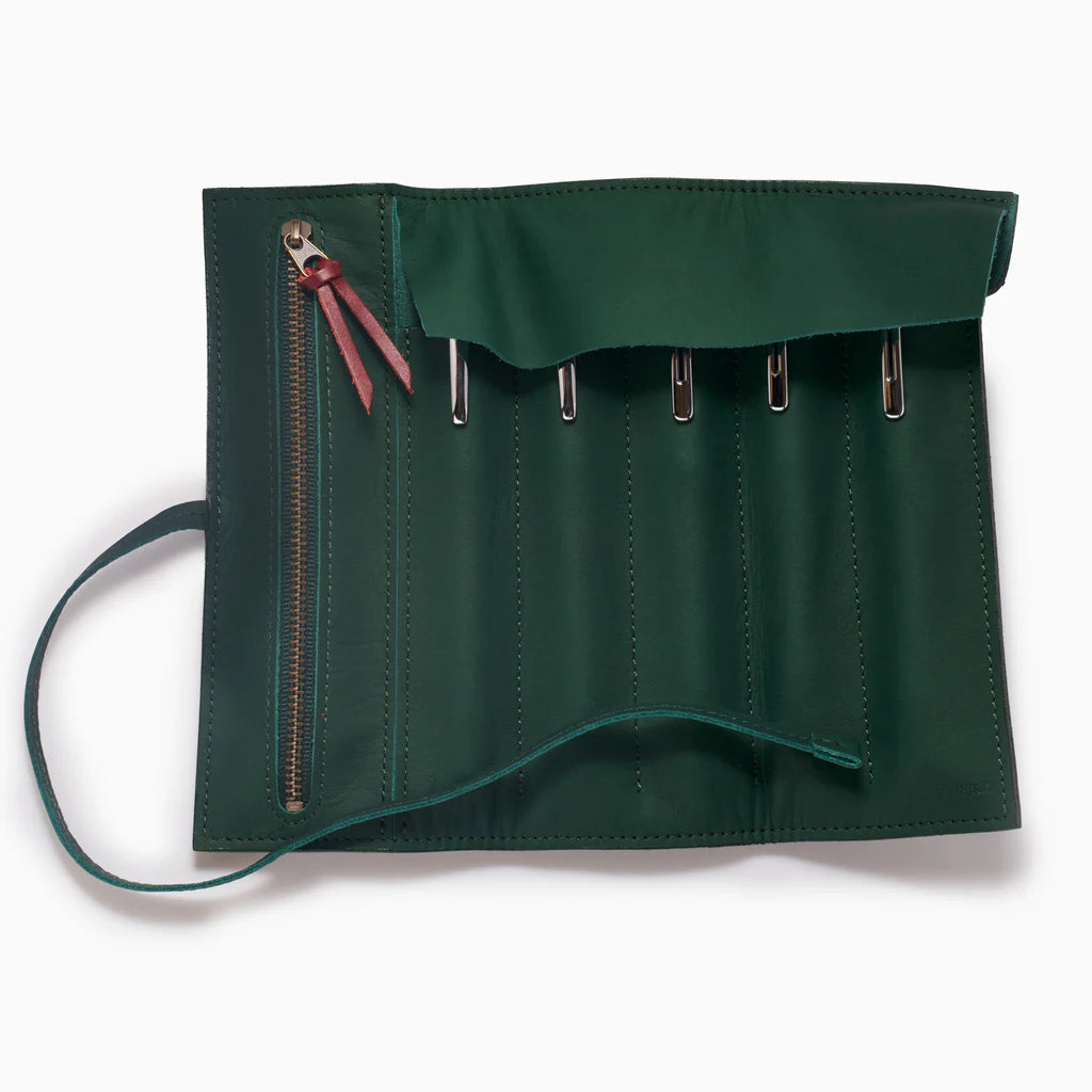 Premium TWSBI Leather Roll Case - Forest Green Fountain Pen Holder for Travel & Office Use | Durable & Stylish Storage Solution for Writers & Professionals