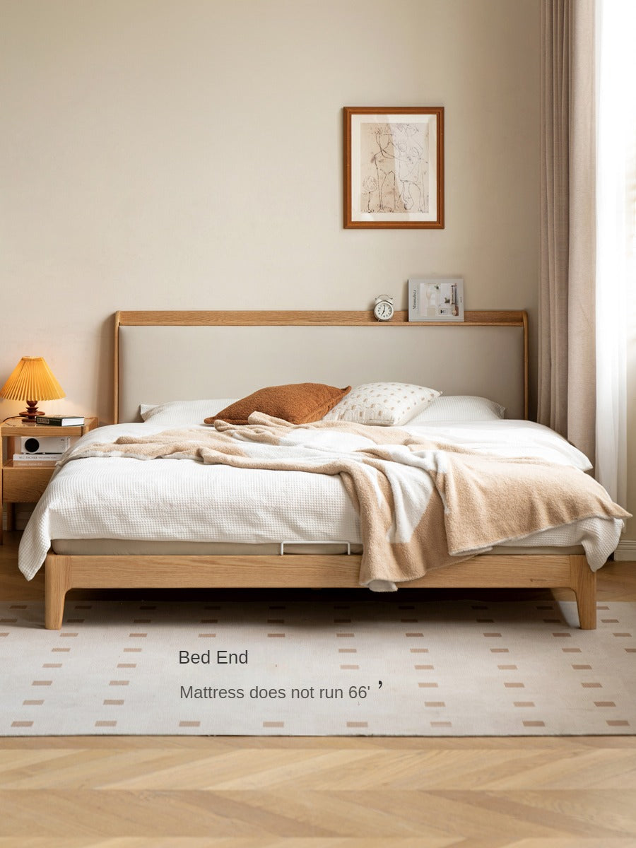 Solid Oak Wood Modern Minimalist Bed Frame - Durable & Stylish for Bedroom, Guest Room, or Studio Apartment