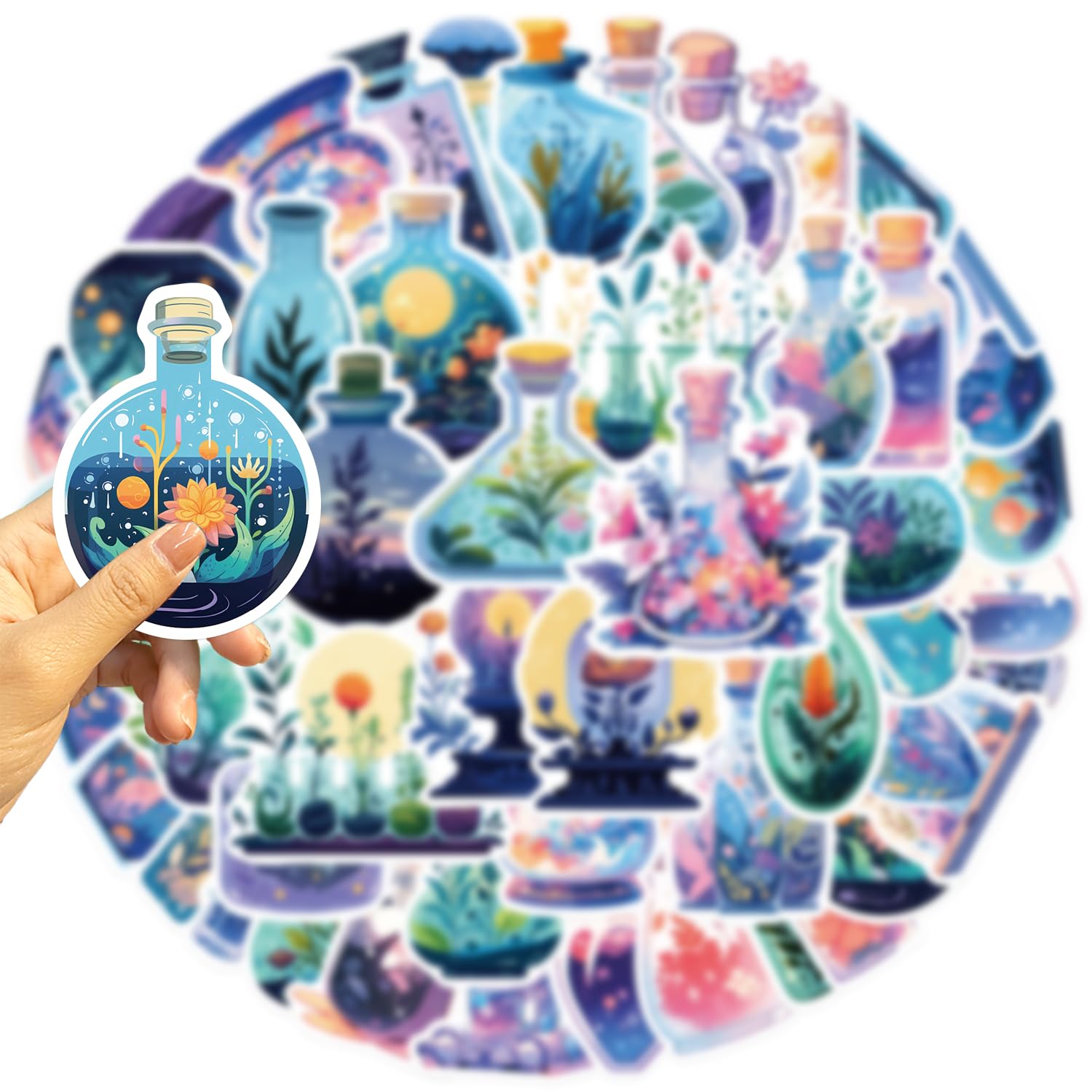 50Pcs Aesthetic Waterproof Stickers Set - Cute Magic Potion Decals for Water Bottles, Laptops, Skateboards, Bikes & Phone Cases | Perfect for Journals, Luggage & DIY Crafts - Ideal Gift for Teens, Girls & Women