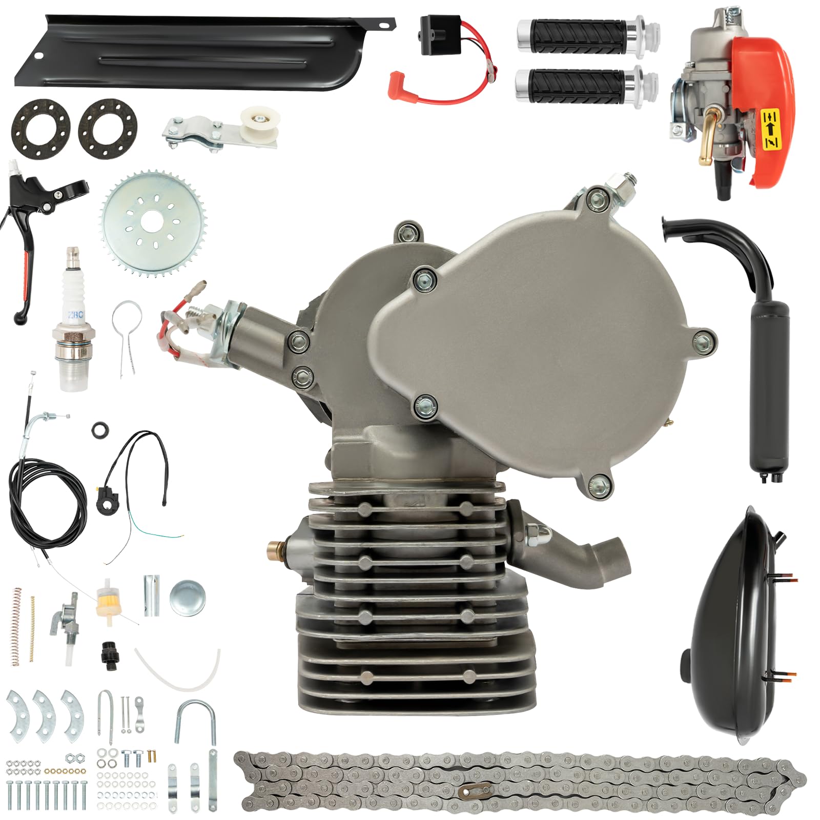 Upgrade 110CC 2-Stroke Gas Powered Bicycle Engine Kit with CDI System & Foot Pedal Start - Compatible with 26