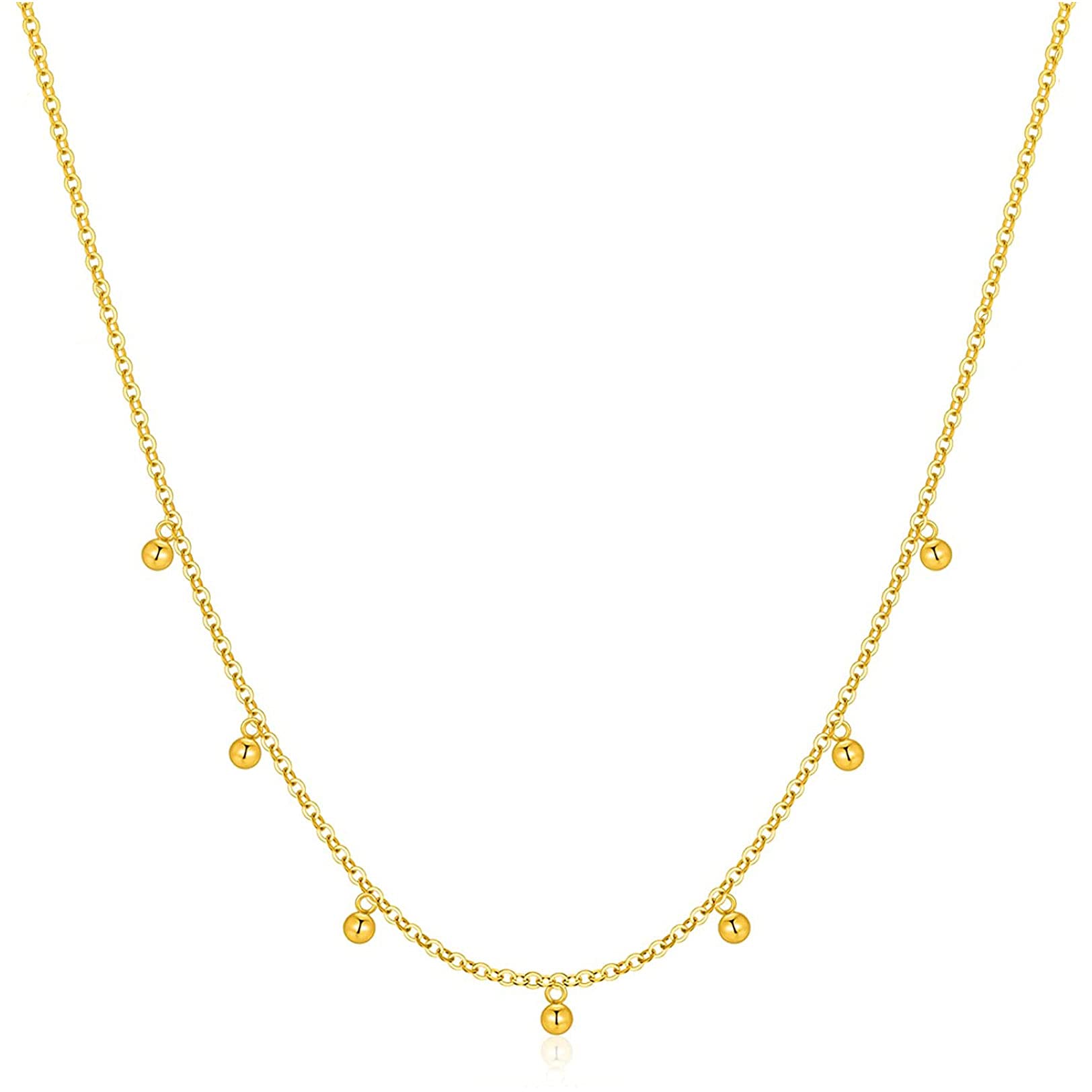 EPIRORA 14K Gold Plated Layered Choker Necklace for Women - Dainty Star Beaded Bezel Round Dot Disc Necklace, Stackable Choker Jewelry Gift for Teen Girls | Perfect for Parties, Date Nights & Everyday Wear