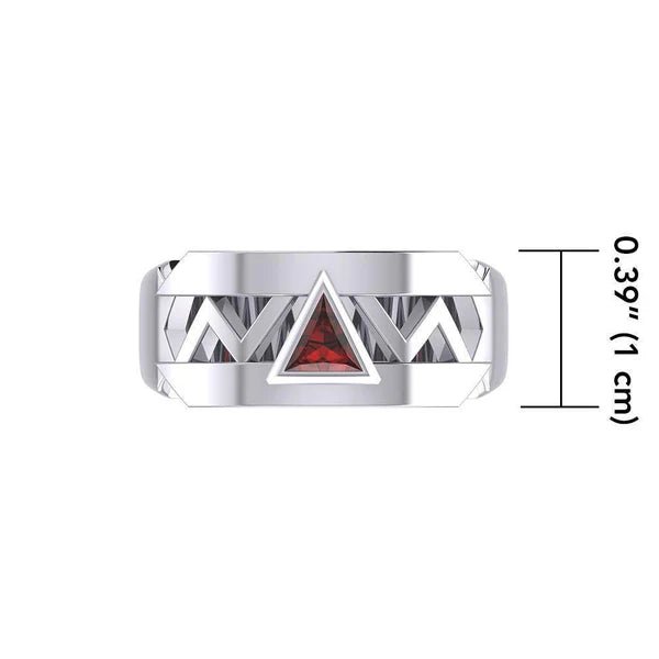 Modern Sterling Silver Ring with Inlaid Recovery Symbol - Elegant Jewelry for Women, Men - Perfect for 12 Step Programs, Sobriety Gifts & Spiritual Healing (TRI1929)