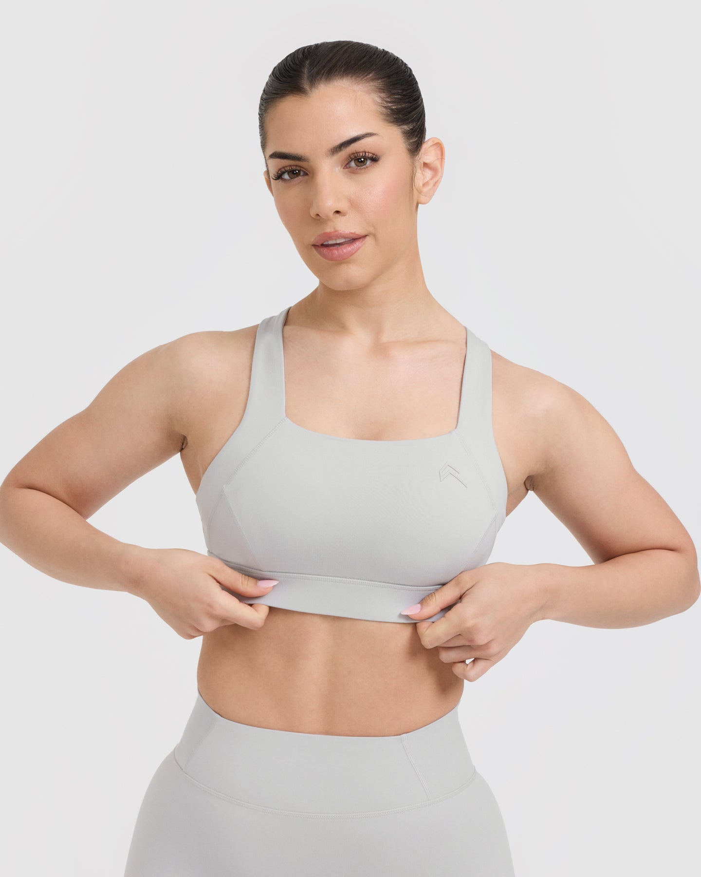 Timeless Wide Strap Sports Bra - Light Grey | High Support Workout Top for Yoga, Running & Gym