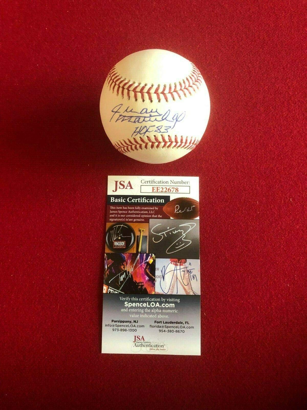 Juan Marichal Autographed Baseball with JSA Certification - Vintage HOF Signed MLB Collectible for Sports Memorabilia Fans & Gift Giving