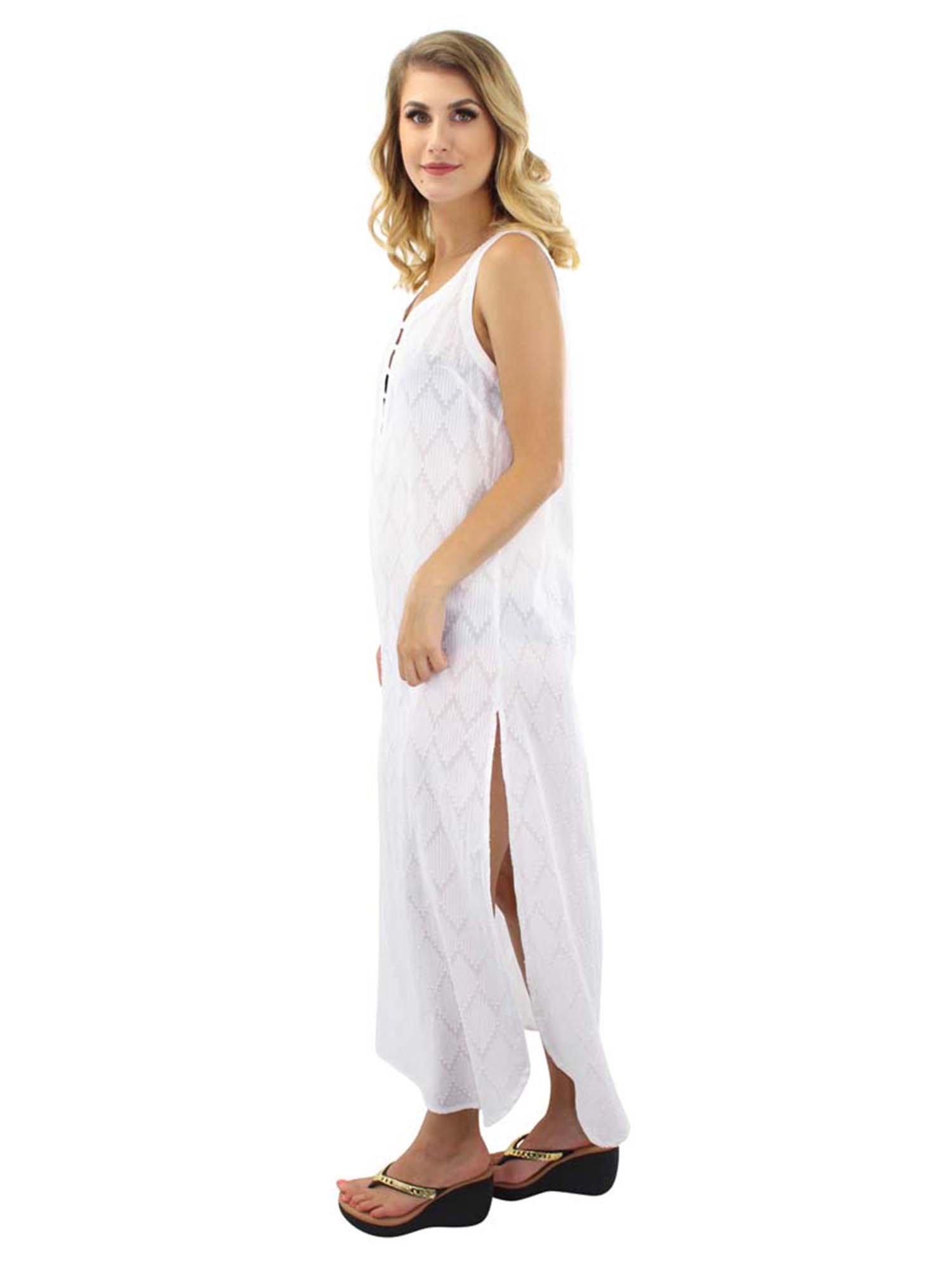 White Chevron Cover Up Dress for Women - Beachwear, Poolside, Summer Vacation & Resort Outfit