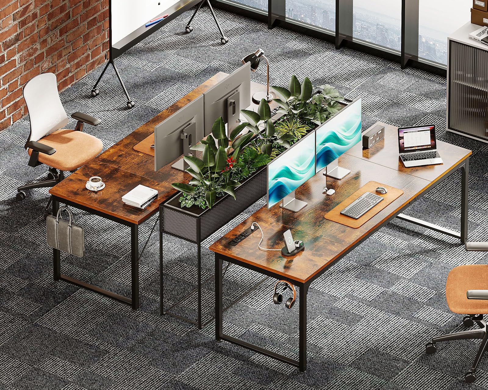 Coleshome 71 Inch Large Computer Desk with USB Ports - Rustic Brown Office Desk for Home & Study | Perfect for Work, Gaming & Student Writing