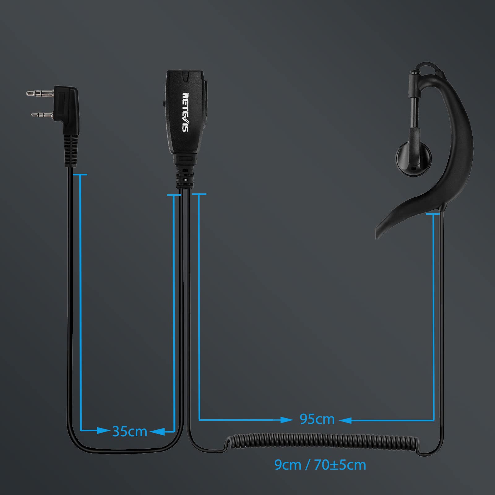 Retevis Walkie Talkie Earpiece with Mic - VOX & Coil Headset - 6 Pack - Compatible with RT22 RT68 RT21 H-777 RT27 RT86 Baofeng UV-5R Arcshell Kenwood Pxton Samcom Two Way Radios - Hands Free Communication for Security, Construction & Outdoor Activities