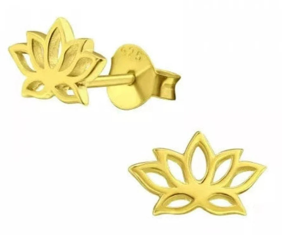 18K Gold Plated Lotus Flower Stud Earrings for Women - Elegant Floral Jewelry Gift for Birthday, Anniversary & Special Occasions