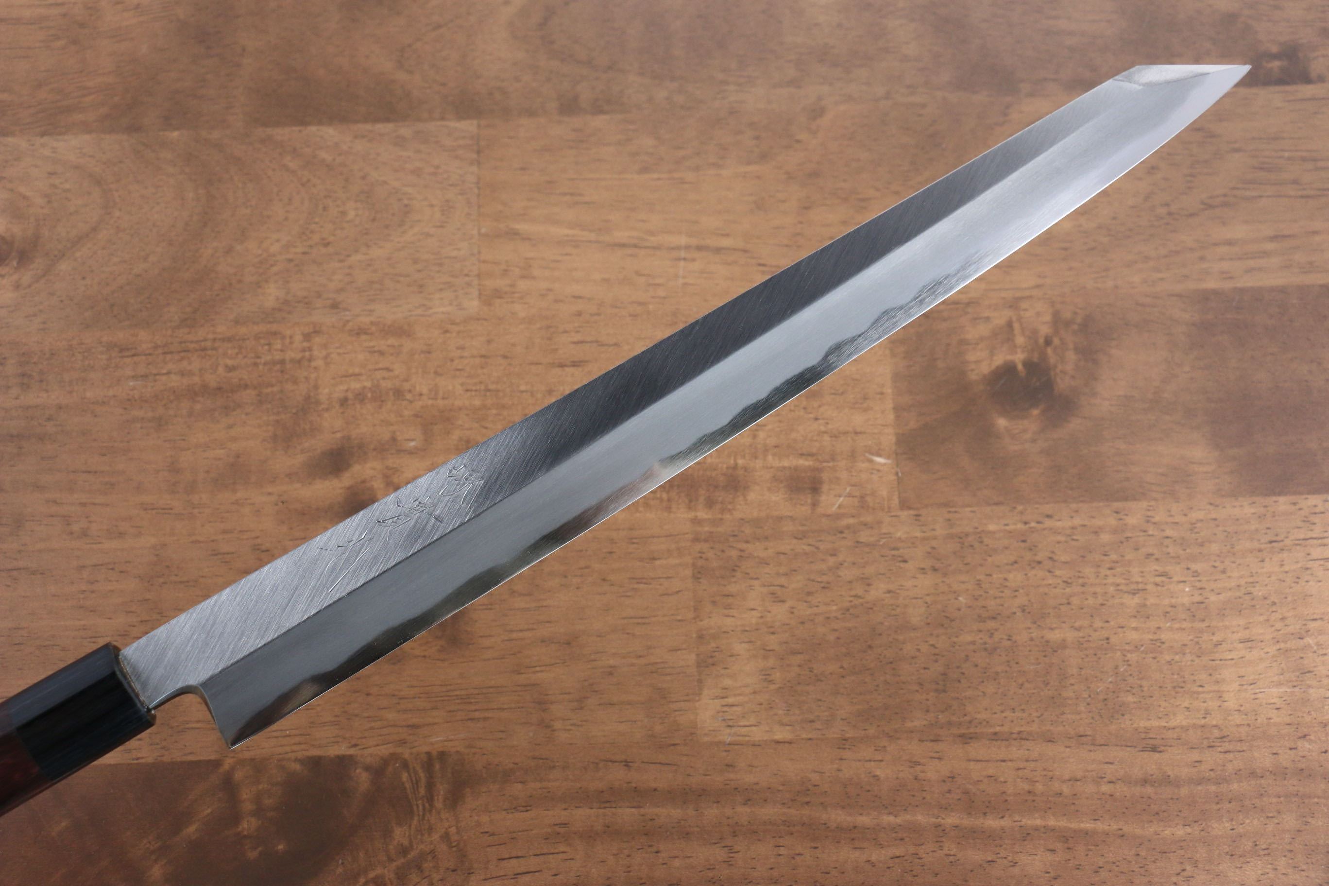 Premium Jikko White Steel No.2 Kiritsuke Yanagiba Knife 330mm with Exquisite Shitan Handle - Perfect for Sushi Chefs & Japanese Cuisine Preparation