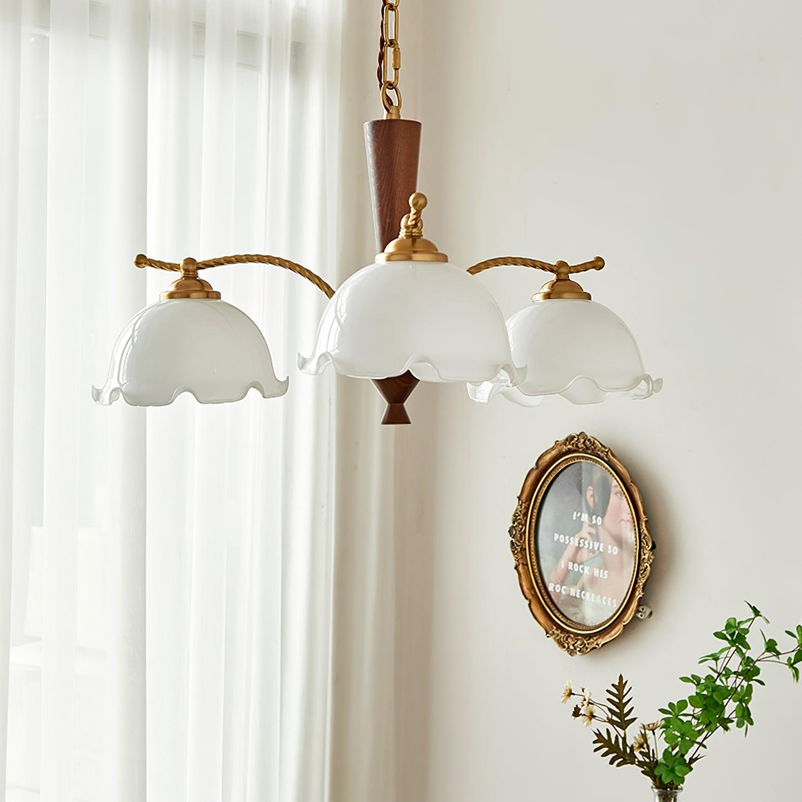 Elegant Milky Flower Chandelier - Crystal Ceiling Light Fixture for Dining Room, Bedroom & Living Room Decor | Perfect for Wedding, Home & Party Lighting