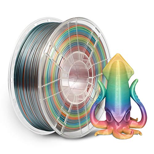 Rainbow Silk PLA Filament 1.75mm - Shiny Multicolor 3D Printer Filament, 1KG Spool (2.2lbs) for FDM Printers - Perfect for Cosplay Props, DIY Crafts, Home Decor & 3D Printing Projects