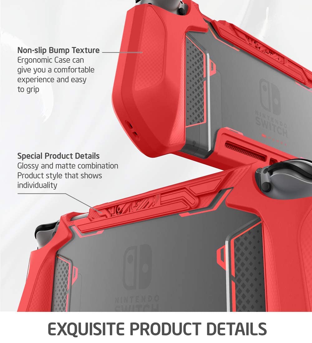 Mumba Protective Case for Nintendo Switch [Blade] - Ergonomic TPU Grip Cover Compatible with Nintendo Switch Console & Joy-Con Controllers (Red) - Perfect for Gaming, Travel, and Handheld Play