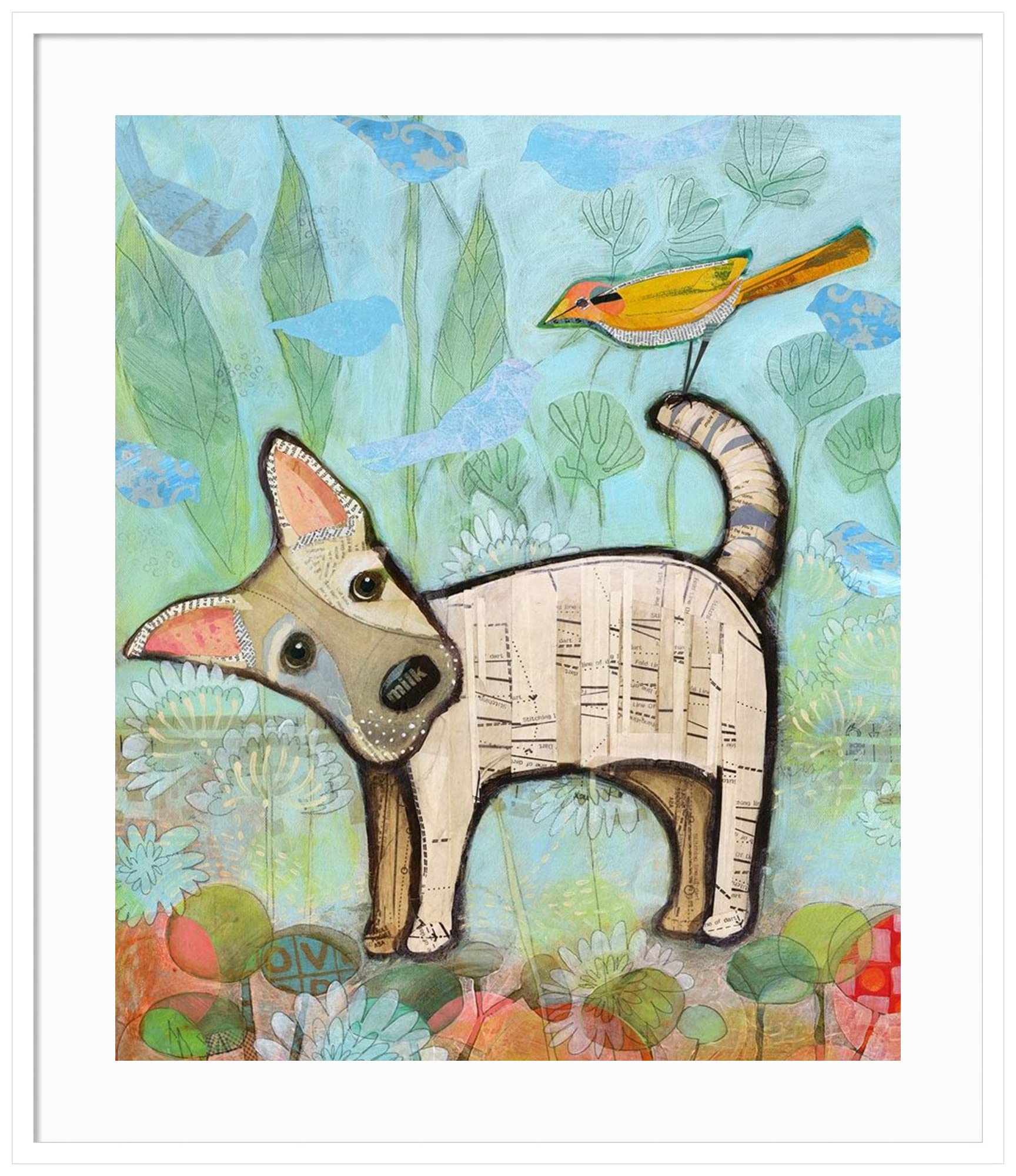 Amanti Art Wood Framed Wall Art Print - Judy Verhoeven's Milk and Cookie Painting (36x41 Inches) with Svelte White Frame - Oversized Canvas Art for Living Room, Bedroom & Office Decor