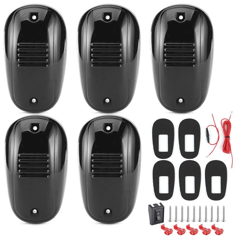 KIMISS 12LED Roof Running Marker Lights - 5Pcs Universal Truck SUV Cab Top Lights with Wiring Kit | Exterior Decorative Lamps for Ford F150 & Other Vehicles | Perfect for Off-Roading, Camping & Night Driving