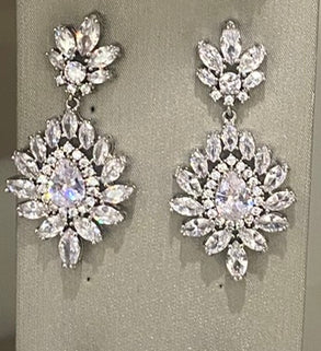 HELENA Simulated Diamond Drop Earrings for Women - Elegant Cubic Zirconia Dangle Earrings | Perfect for Weddings, Parties & Special Occasions