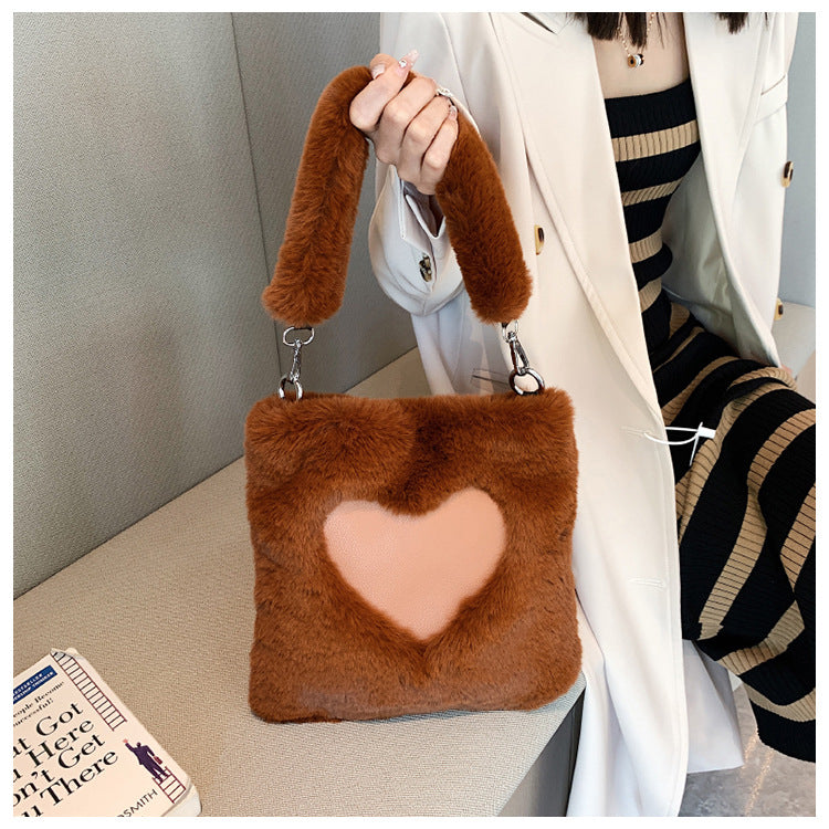 Cozy Winter Plush Shoulder Bags for Women - Soft Faux Fur Handbags for Daily Use, Work, and Evening Out