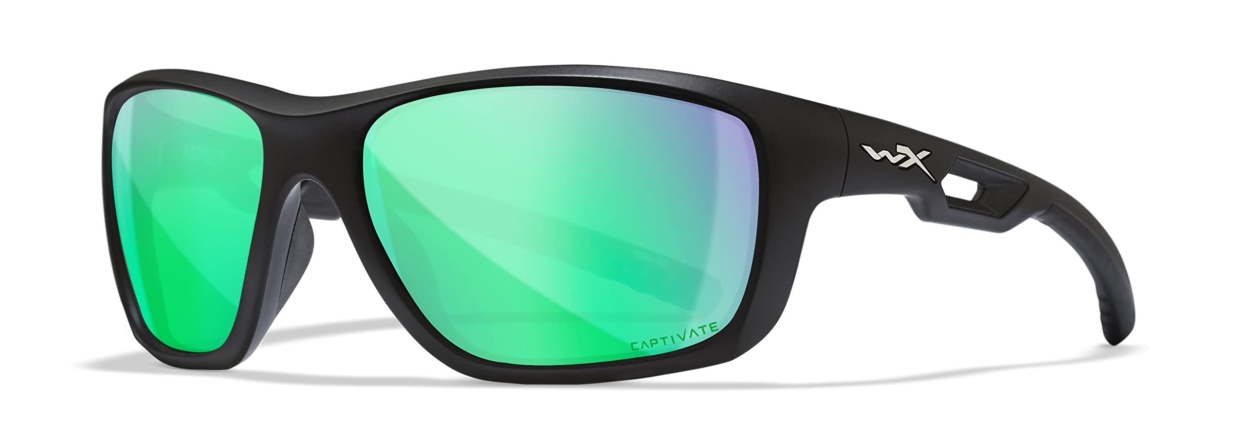 Wiley X WX Aspect Sunglasses - Green Mirror Lens, Matte Black Frame (Medium-Large) for Outdoor Sports, Cycling & Driving - Polarized UV Protection Safety Glasses