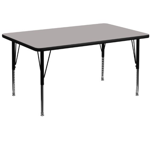EMMA + OLIVER 36x72 Grey HP Laminate Preschool Activity Table - Durable Kids Learning Table for Classroom, Daycare & Homeschooling
