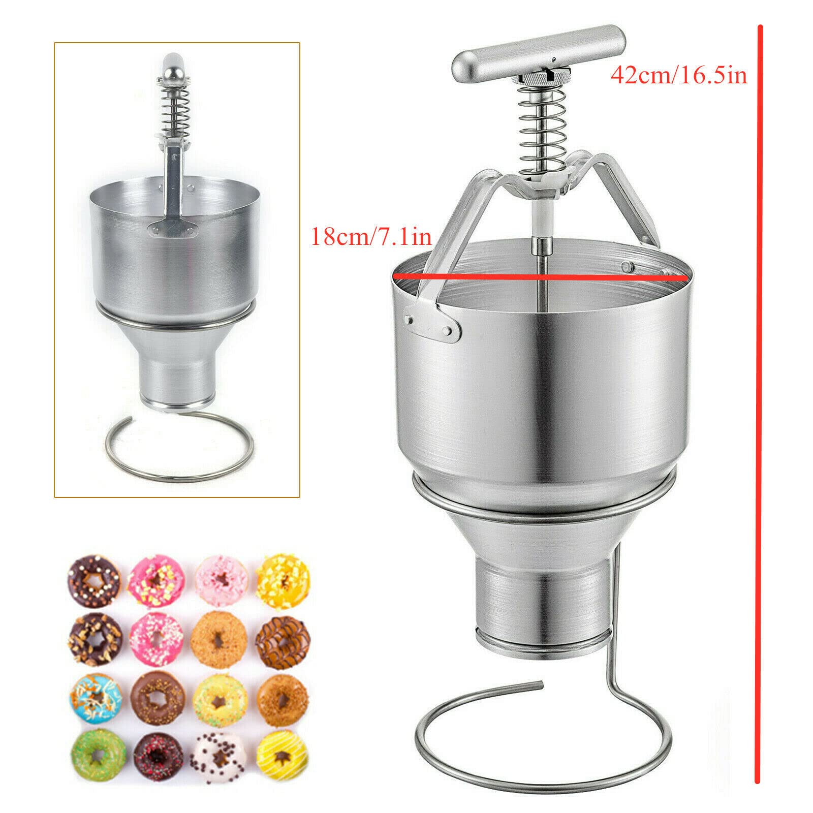 Commercial Donut Depositor 5L Capacity - Manual Batter Dispenser with Stand & 6 Adjustable Thicknesses - Perfect for Bakeries, Donut Shops & Home Baking