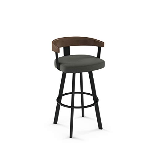 Charcoal Grey Polyester / Brown Wood / Black Metal