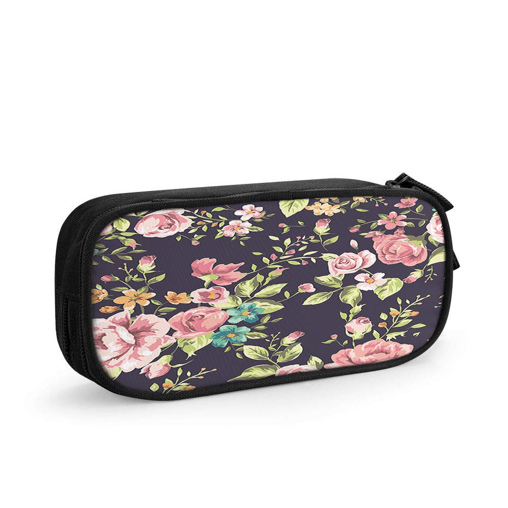 EKOBLA Classic Floral Pencil Case with Zipper - Durable Polyester Pouch for Pens, Markers & School Supplies | Perfect for School, Office & College Organization