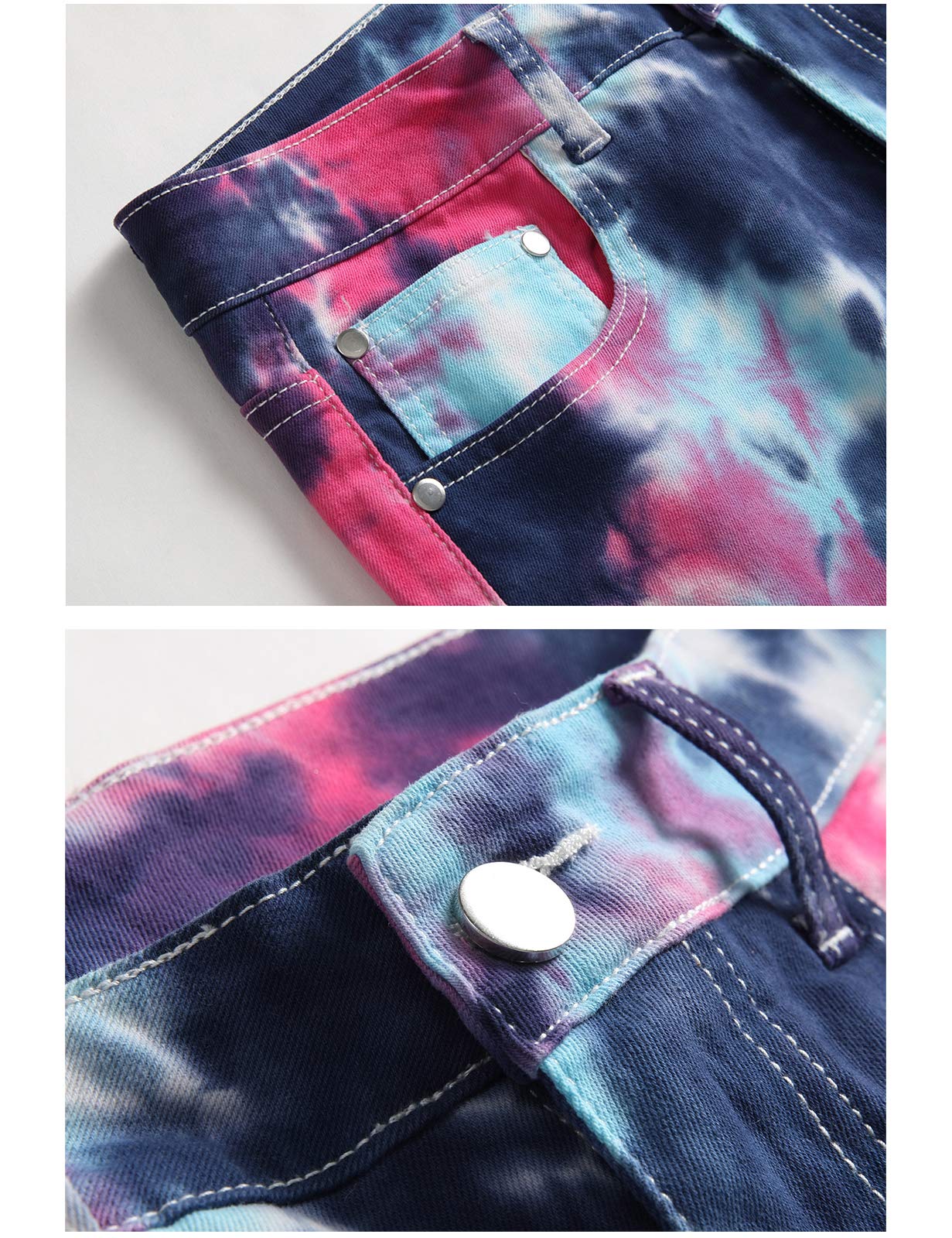 Stylish Men's Tie-Dye Print Denim Jeans - Trendy Colorful Casual Pants for Streetwear & Fashion Outfits