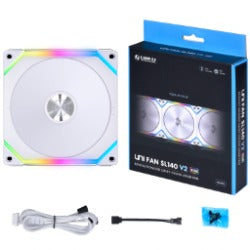 Lian Li UNI FAN SL140 V2 140mm RGB PWM PC Case Fan - Single Pack (Black/White) | High Airflow Cooling for Gaming PC Builds & Workstation Computers