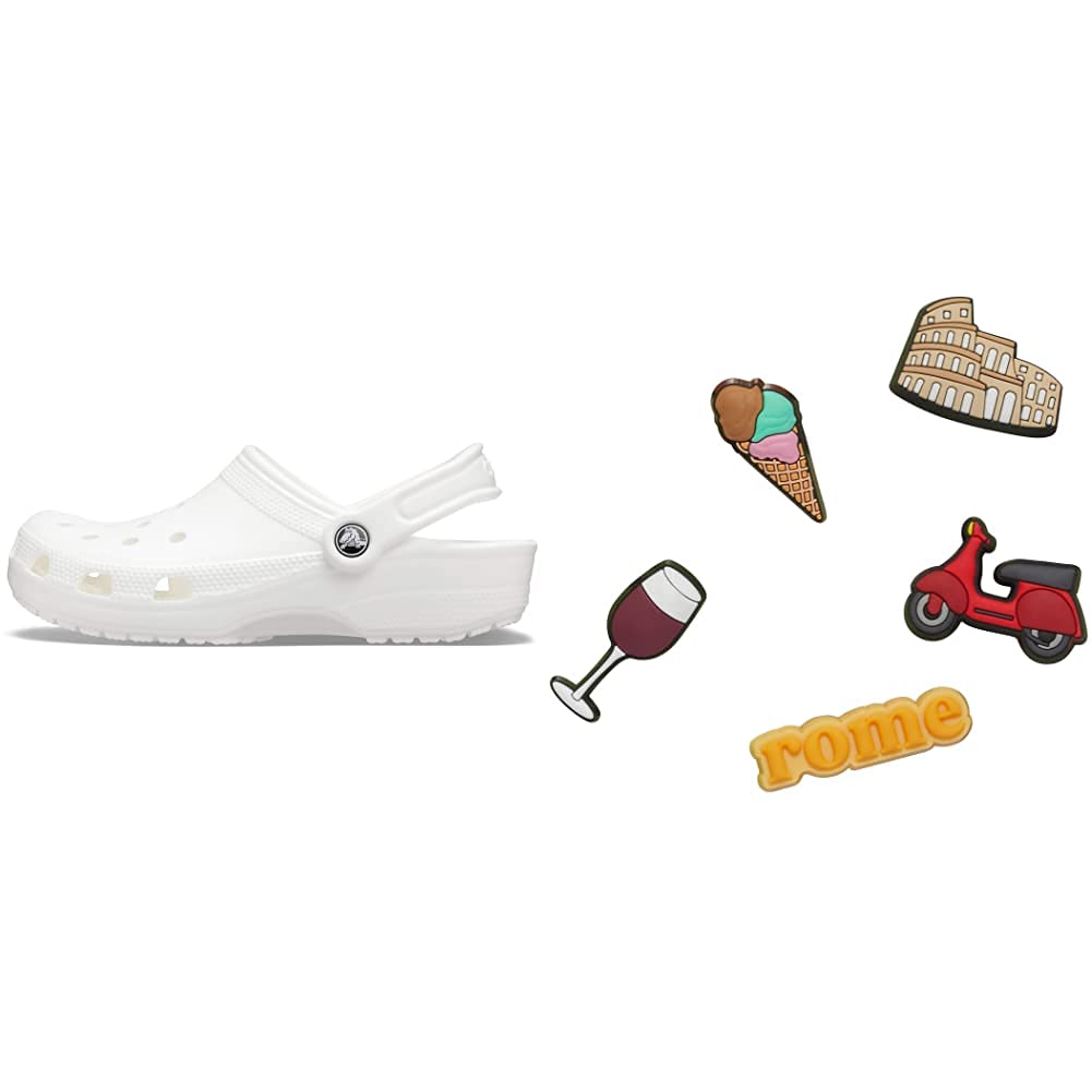 Crocs Classic Clog for Men & Women with 5-Pack Jibbitz Charms - Comfortable Slip-On Shoes for Travel, Work & Casual Wear