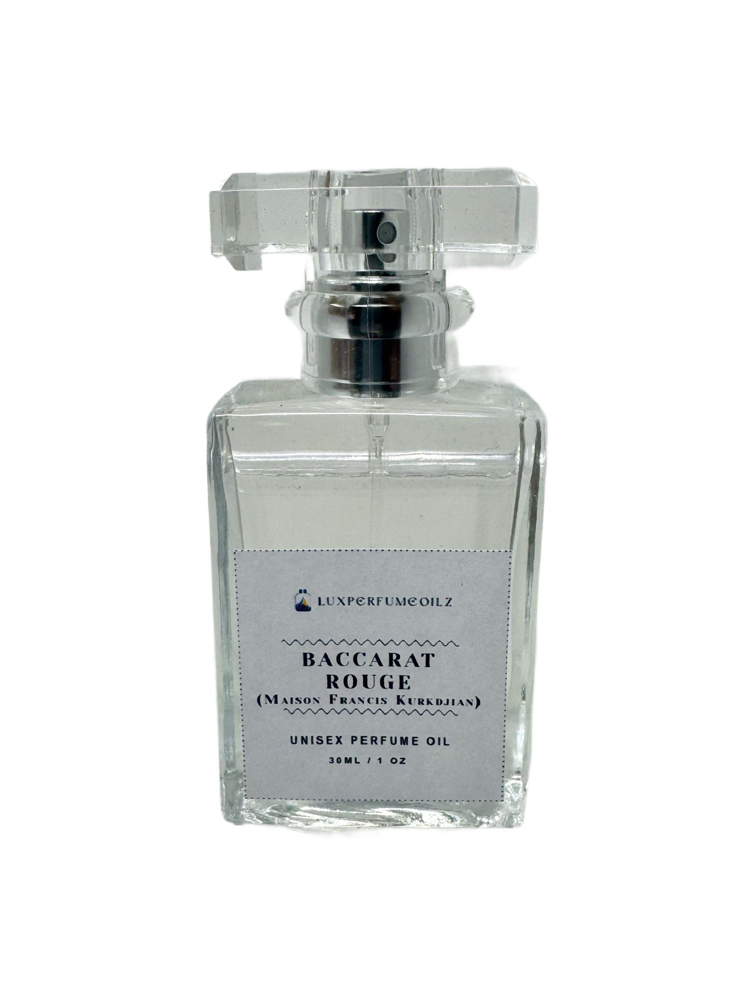 Baccarat R Concentrated Unisex Perfume Oil - Jasmine & Saffron Fragrance - 1 Oz (30ml) Spray Bottle - Long Lasting Luxury Scent for Men & Women - Perfect for Date Night, Special Occasions & Daily Wear