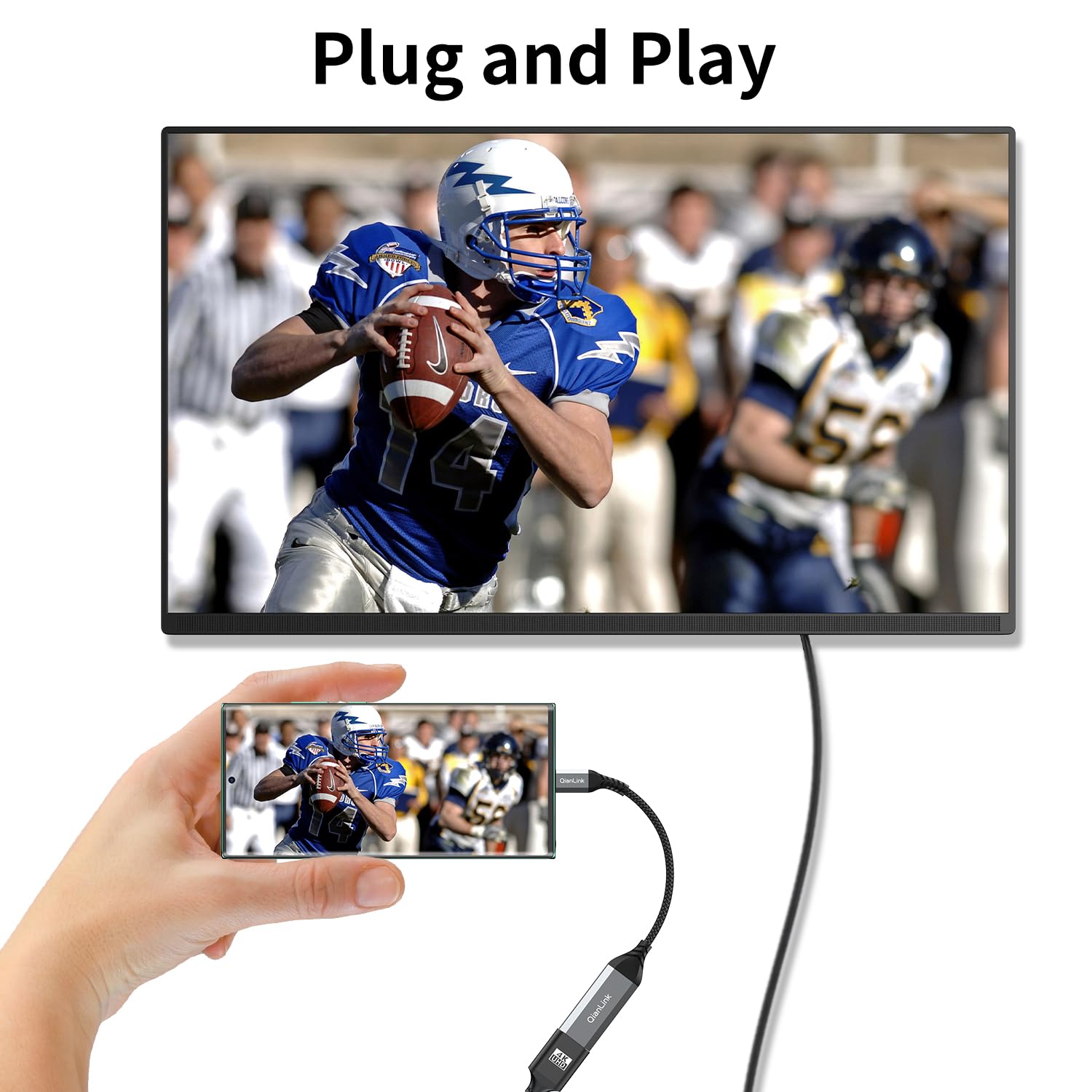 USB C to HDMI Adapter 4K 60Hz - Thunderbolt 3/4 Compatible for MacBook Pro/Air, iPhone 15/16, Dell XPS, Surface, iPad Pro - Universal Type C to HDMI Converter for Home Office, Gaming & Presentations