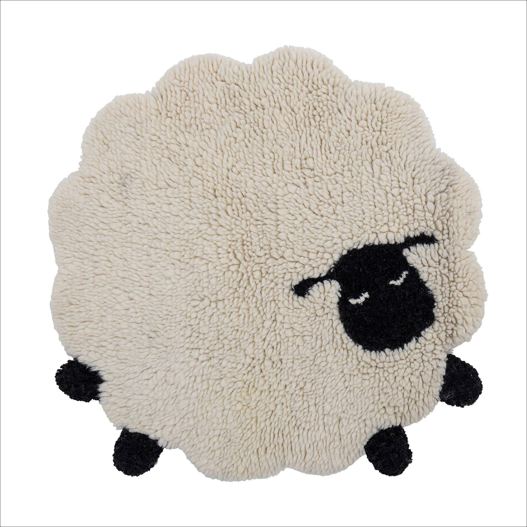 Bloomingville Dolly Rug - Soft White Wool Area Rug, 84cm Round for Living Room, Bedroom & Nursery Decor