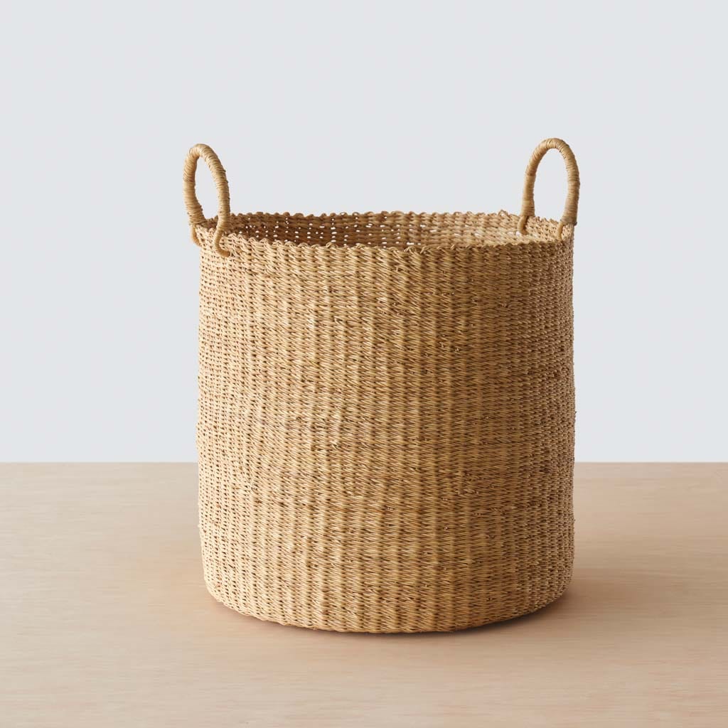 Handwoven Bolga Storage Baskets - Natural African Woven Baskets for Home Organization | Perfect for Living Room Decor, Laundry, and Toy Storage