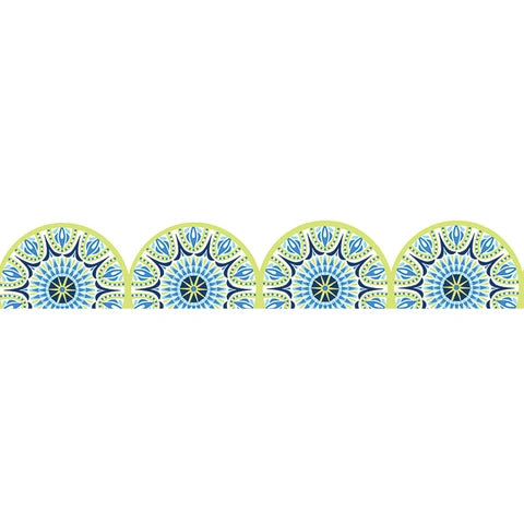 Blue Harmony Half Mandala Extra Wide Deco Trim - Boho Home Decor for Wall, Furniture & DIY Crafts - Perfect for Living Room, Bedroom & Wedding Decorations