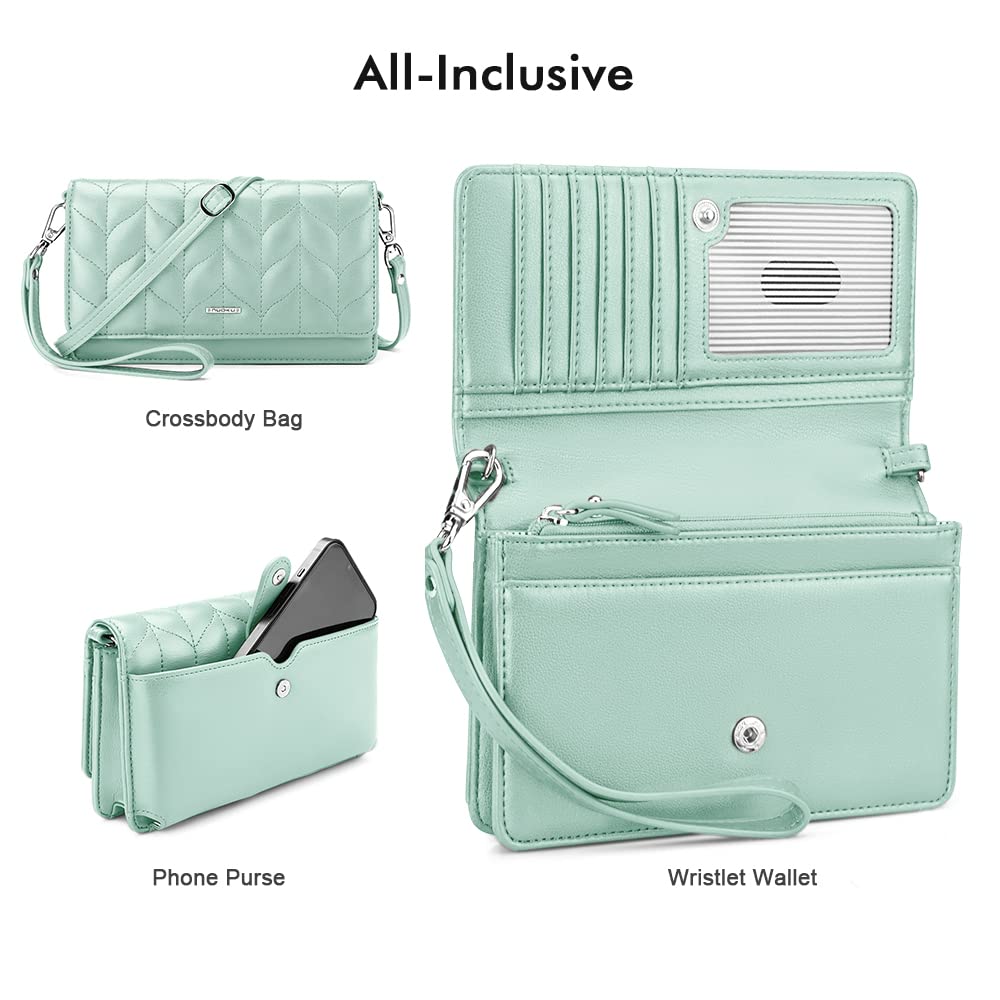 Nuoku Women's Small RFID Blocking Crossbody Purse - Slim Phone Wristlet Wallet with Detachable Strap, 6 Card Slots - Perfect for Travel, Shopping & Everyday Use