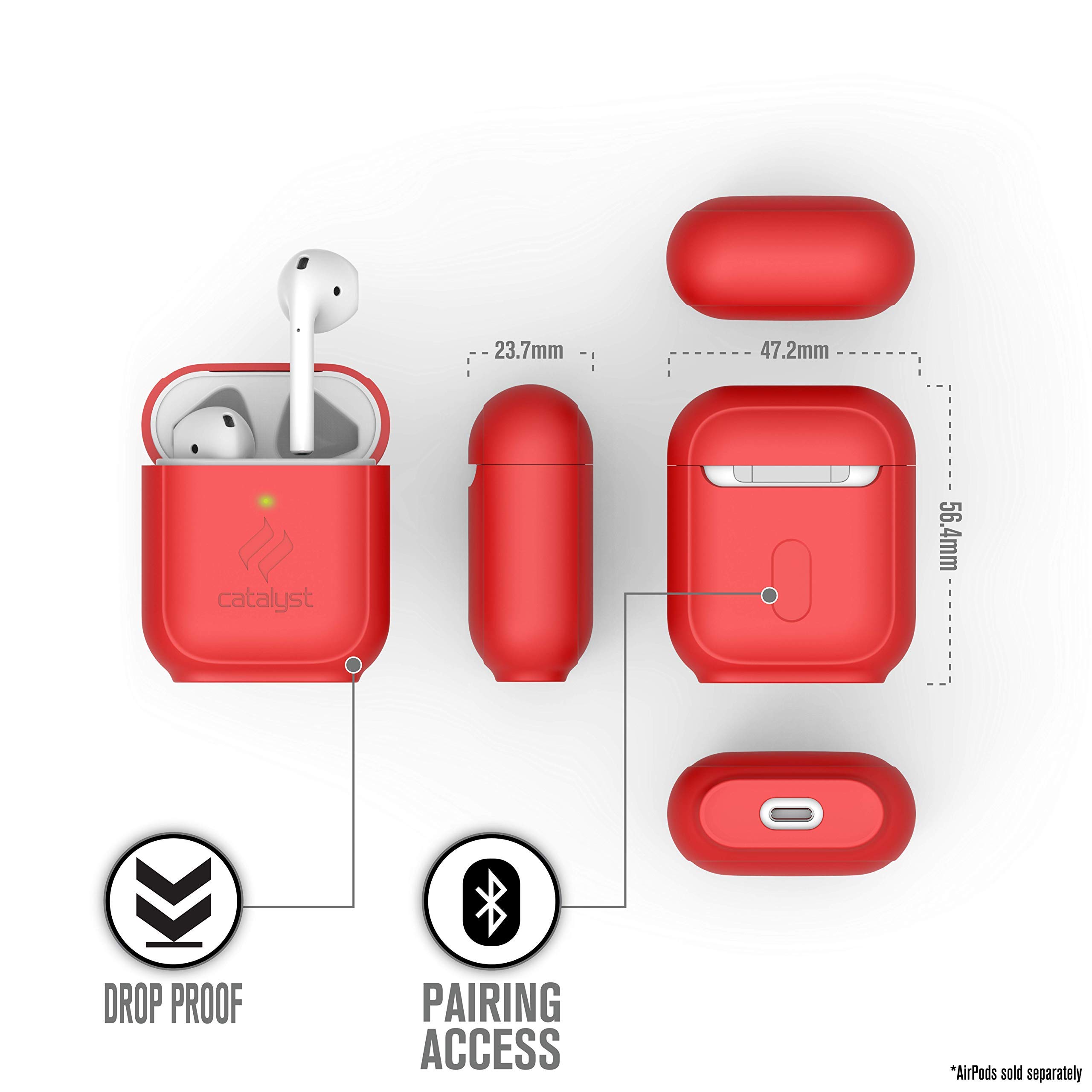 Premium Silicone Standing Case for AirPods 1 & 2 - Wireless Charging Compatible, Visible Charging Light, High-Grip Glossy Finish (Flame Red) - Perfect for Gym, Travel & Everyday Protection
