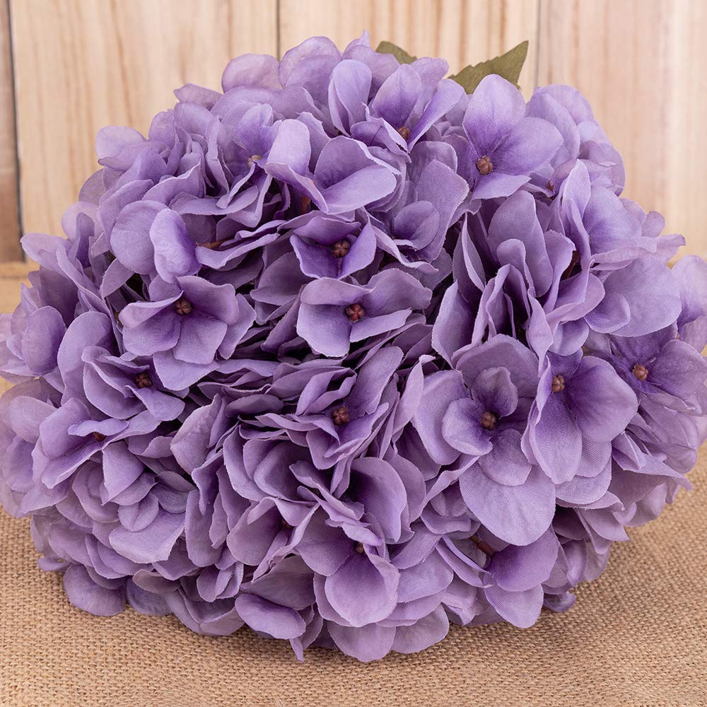 KAHAUL Artificial Silk Hydrangea Flowers with Stems - 4 Pack Purple Fake Flowers for Wedding Bouquets, Home Decor, Party, Baby Shower & Store Decoration | Perfect for Centerpieces, Table Arrangements & DIY Floral Projects