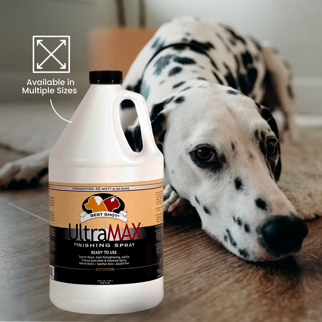 Best Shot UltraMAX Pro Finishing Spray for Dogs & Cats - Detangling, Hydrating & Soothing Pet Grooming Spray (1.1 Gallon) - Perfect for Post-Bath, Daily Coat Care & Professional Grooming Sessions