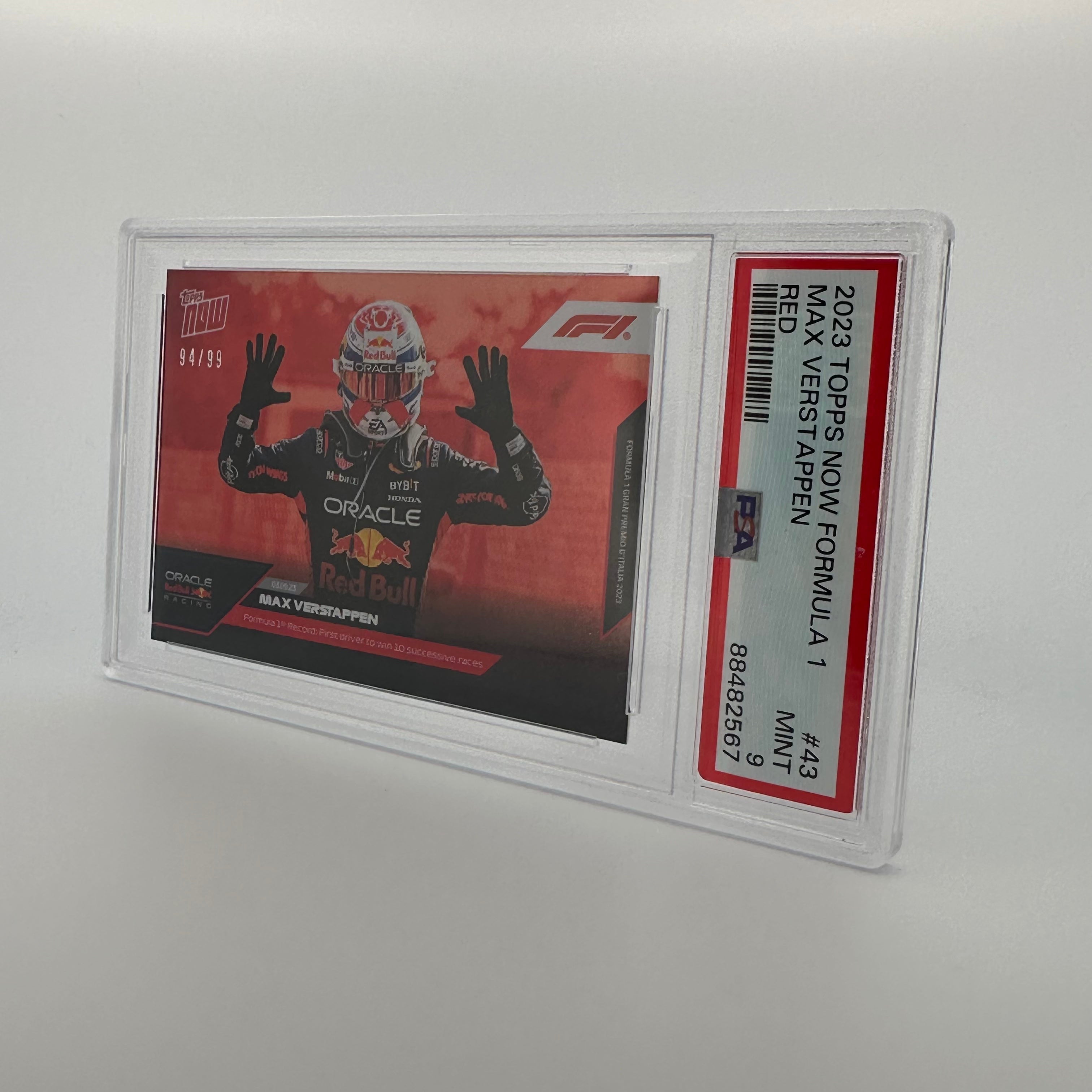 PSA 9 Graded 1994 Max Verstappen #43 Red Bull Racing Rookie Card - Perfect for F1 Collectors, Sports Memorabilia Displays & Investment Portfolios