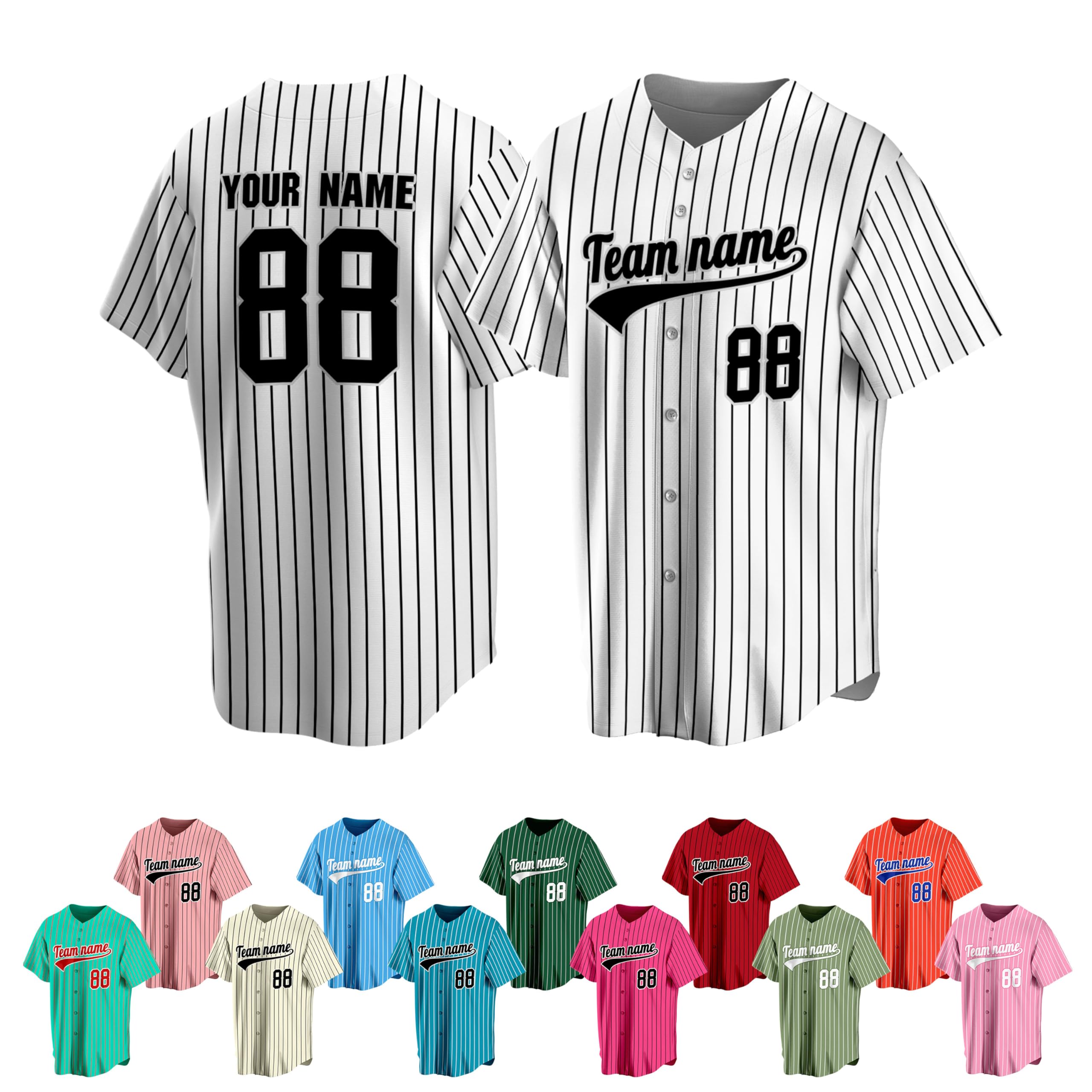 Custom Personalized Baseball Jerseys with Stitched Name & Number - Men's Women's Youth Team Uniforms for Baseball, Softball & Fan Apparel - Perfect for Games, Tournaments & Sports Events