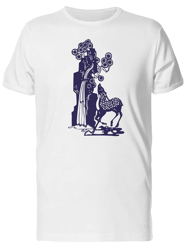Blue Deer Chinese Landscape T-Shirt for Men - Casual Wear, Street Style & Graphic Tee Outfits