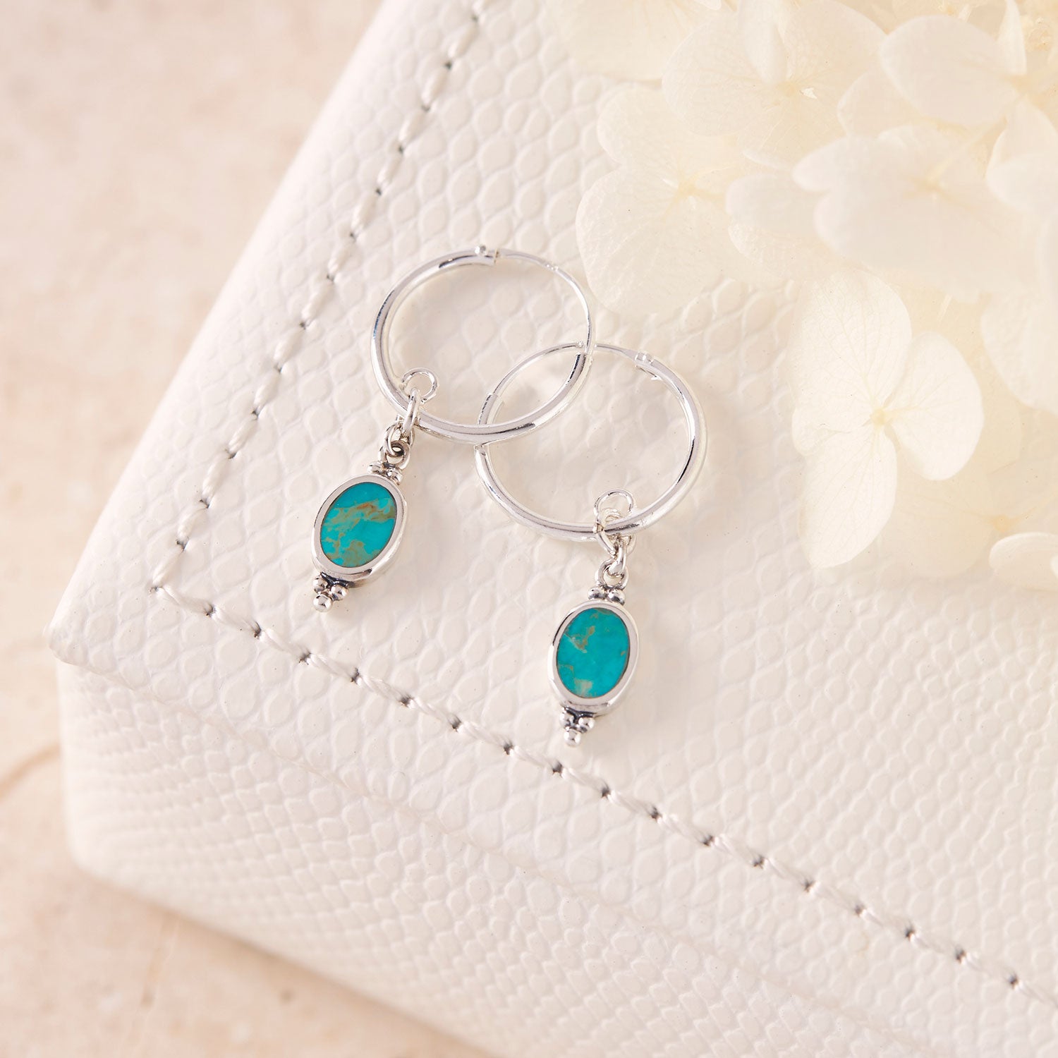Moon Song Turquoise Sleepers - Handmade Boho Earrings for Women, Sterling Silver Dangle Earrings, Perfect for Festivals, Parties & Everyday Wear
