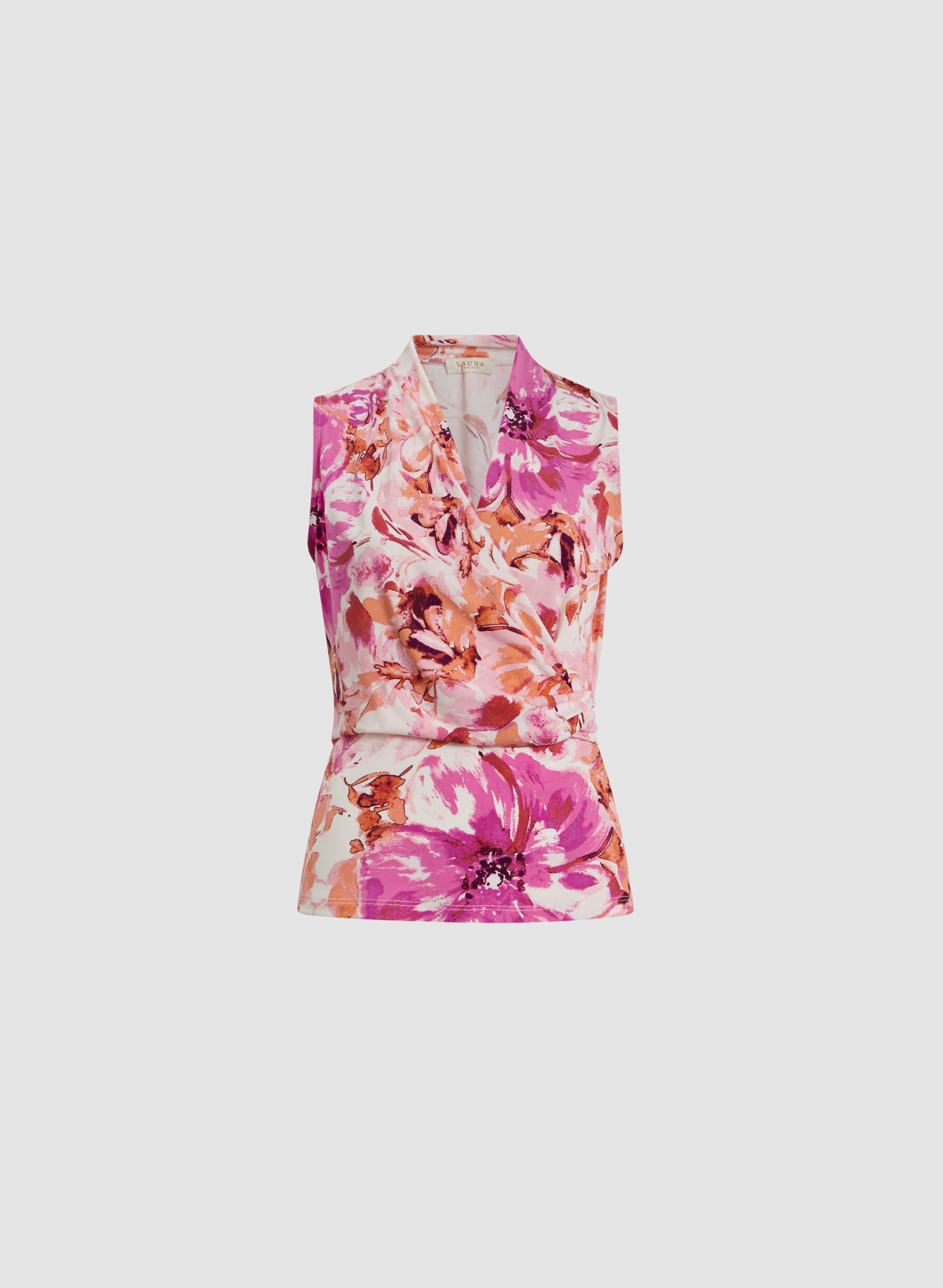 Floral Criss Cross Neckline Top for Women - Elegant Summer Blouse for Casual Outings, Dates & Beach Wear