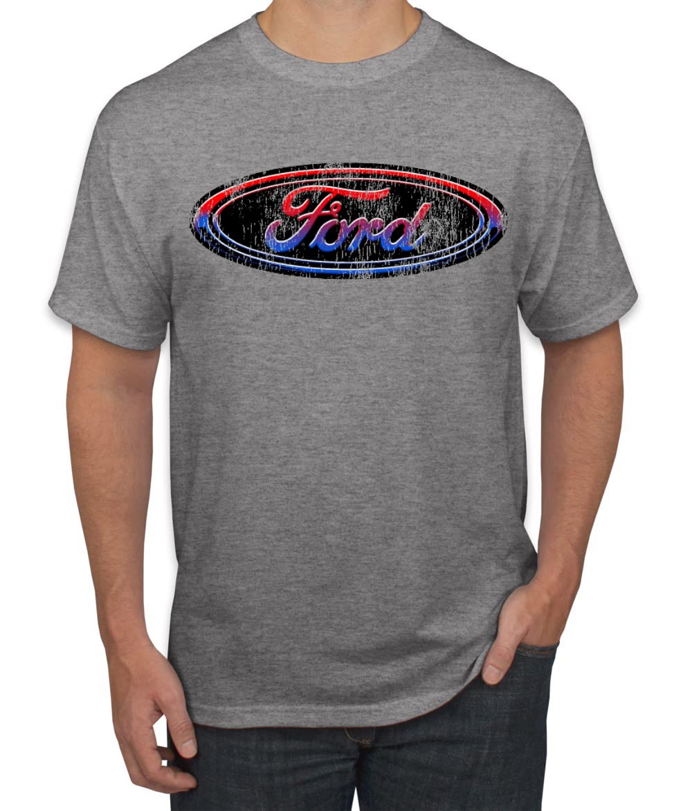 Ford Logo Graphic T-Shirt for Men - Red, Blue & Black Vintage Car & Truck Tee - Perfect for Car Enthusiasts & Casual Wear